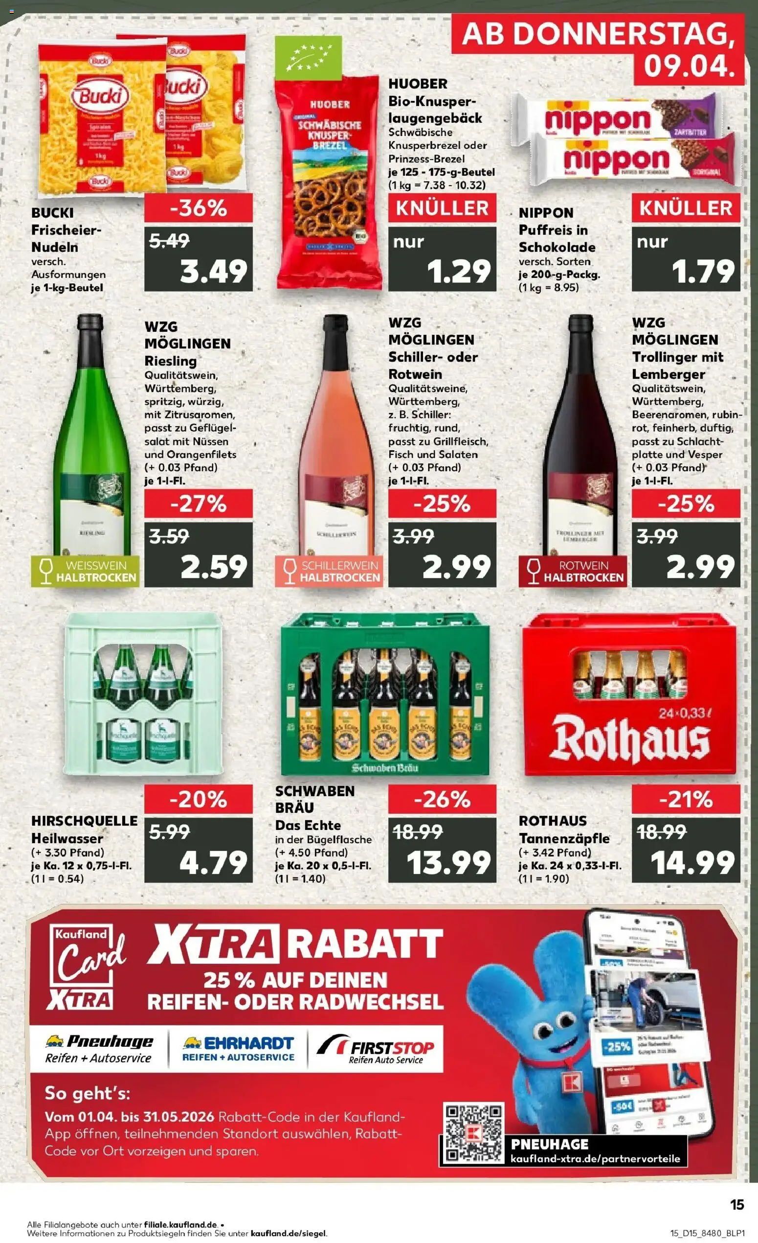 Kaufland Prospekt Stuttgart	 – gültig ab 08.04.2026 | Seite: 15 | Produkte: Weißwein, Pasta, Nudeln, Salat