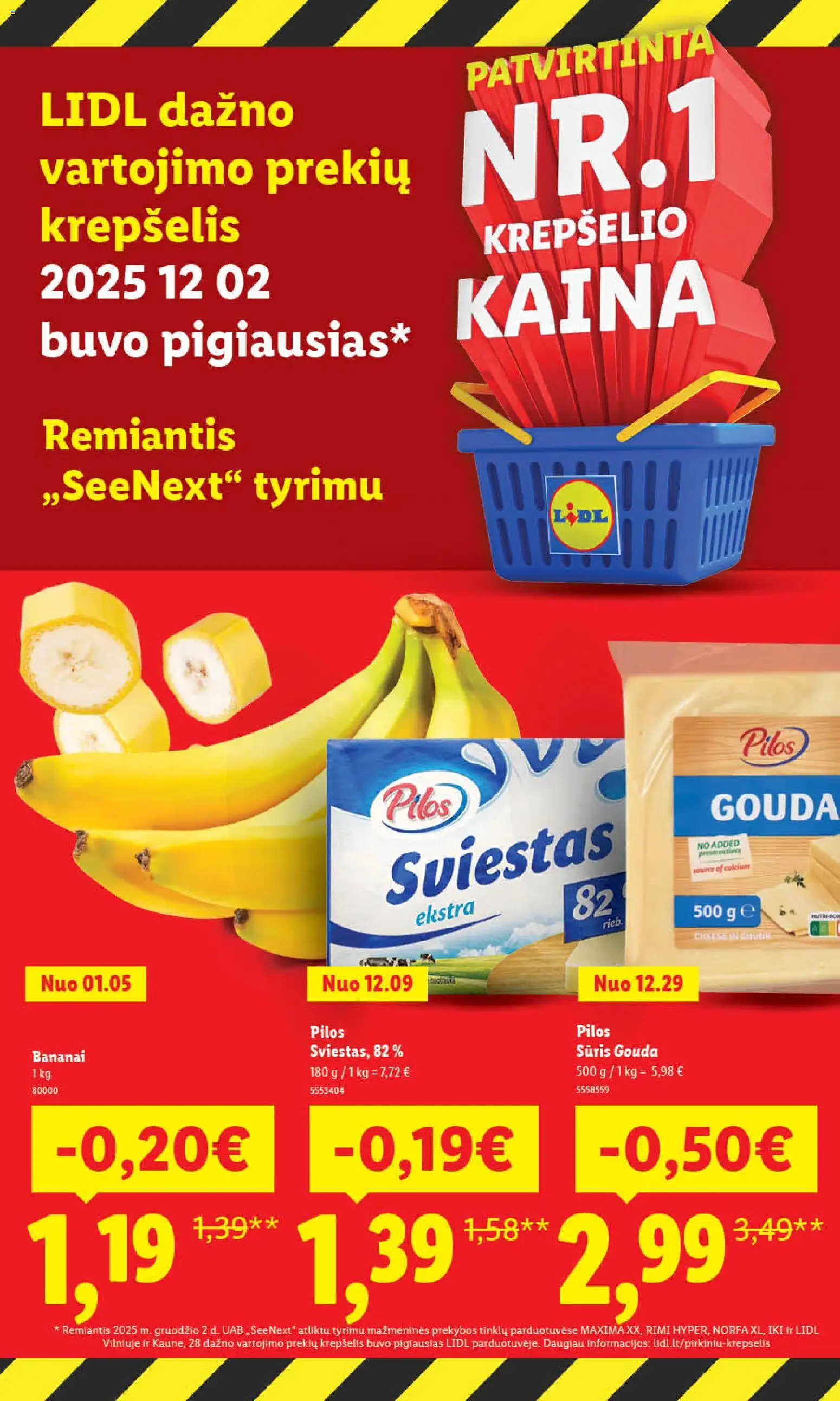 LIDL akcijos nuo 12.01.2026 | Puslapis: 2 | Prekių: Sūris, Sviestas, Krepšelis, Bananai