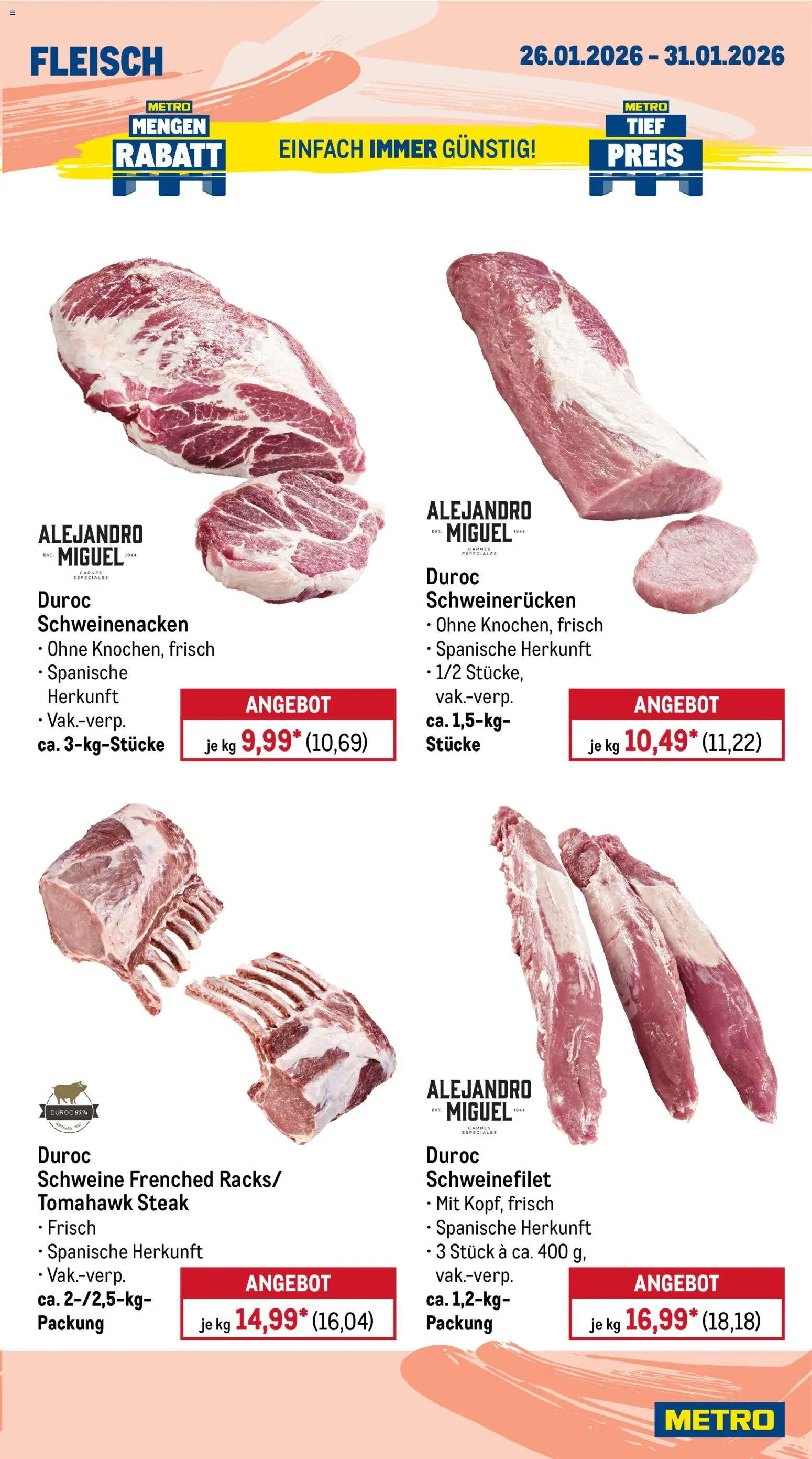 Metro Prospekt 	 – gültig ab 26.01.2026 | Seite: 5 | Produkte: Schweinenacken, Schweinefilet, Schweinerucken, Steak