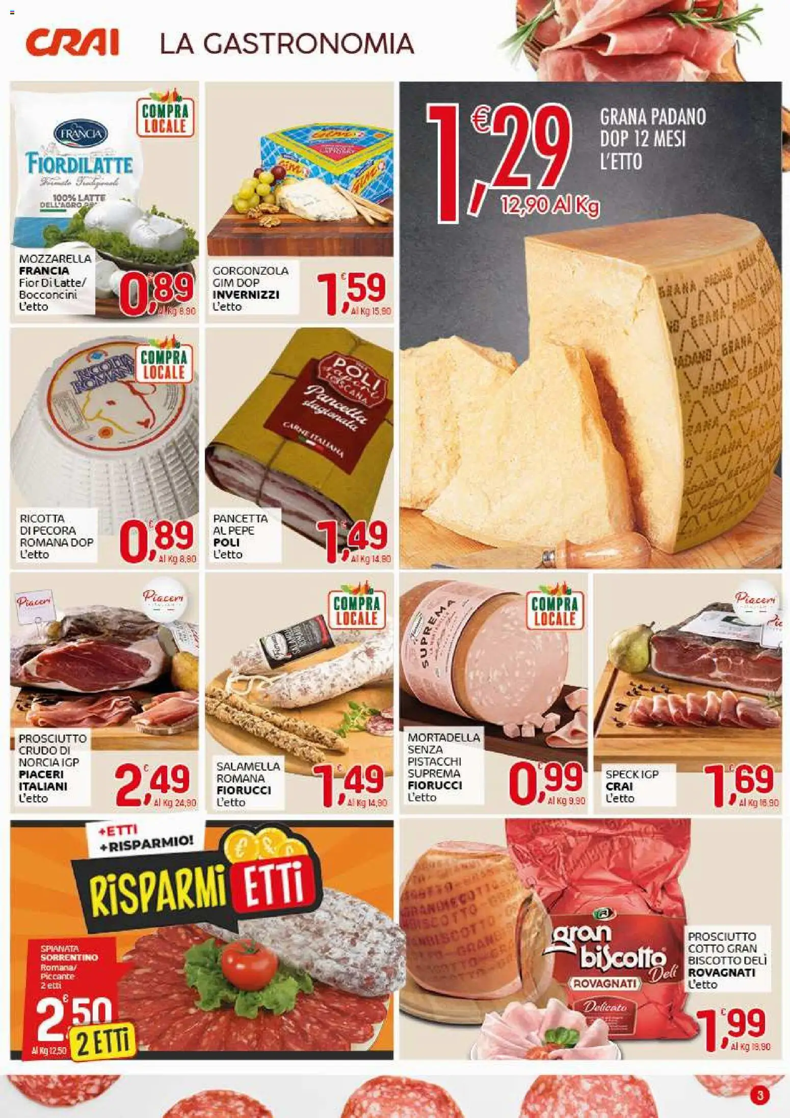 Volantino CRAI del 30.10.2025 | Pagina: 3 | Prodotti: Pepe, Latte, Prosciutto, Ricotta