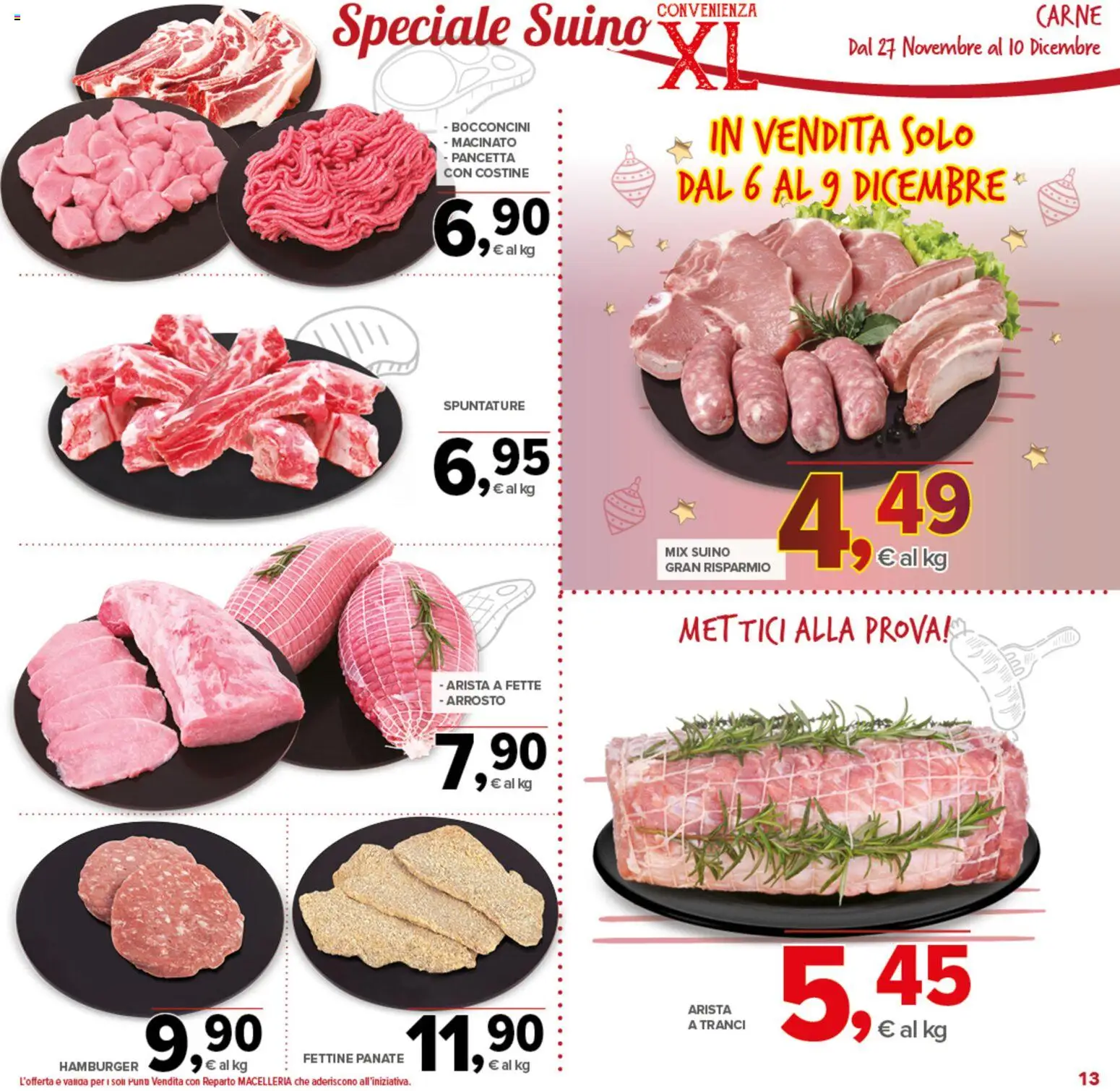 Volantino Todis del 27.11.2025 | Pagina: 13 | Prodotti: Arrosto, Pancetta, Suino, Hamburger