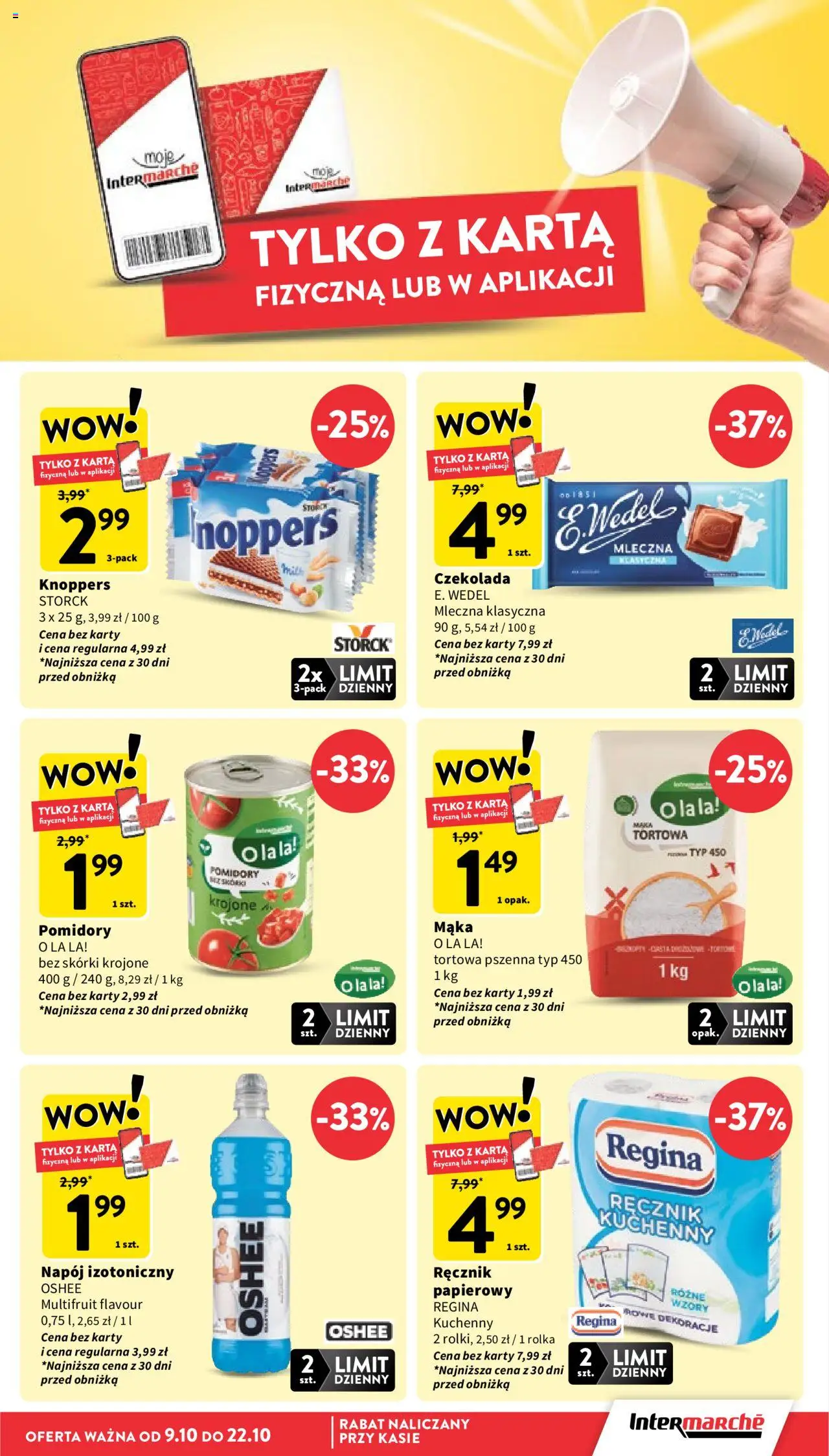 Intermarche Gazetka od 16.10.2025 | Strona: 9 | Produkty: Knoppers, Karta, Czekolada, Pomidory