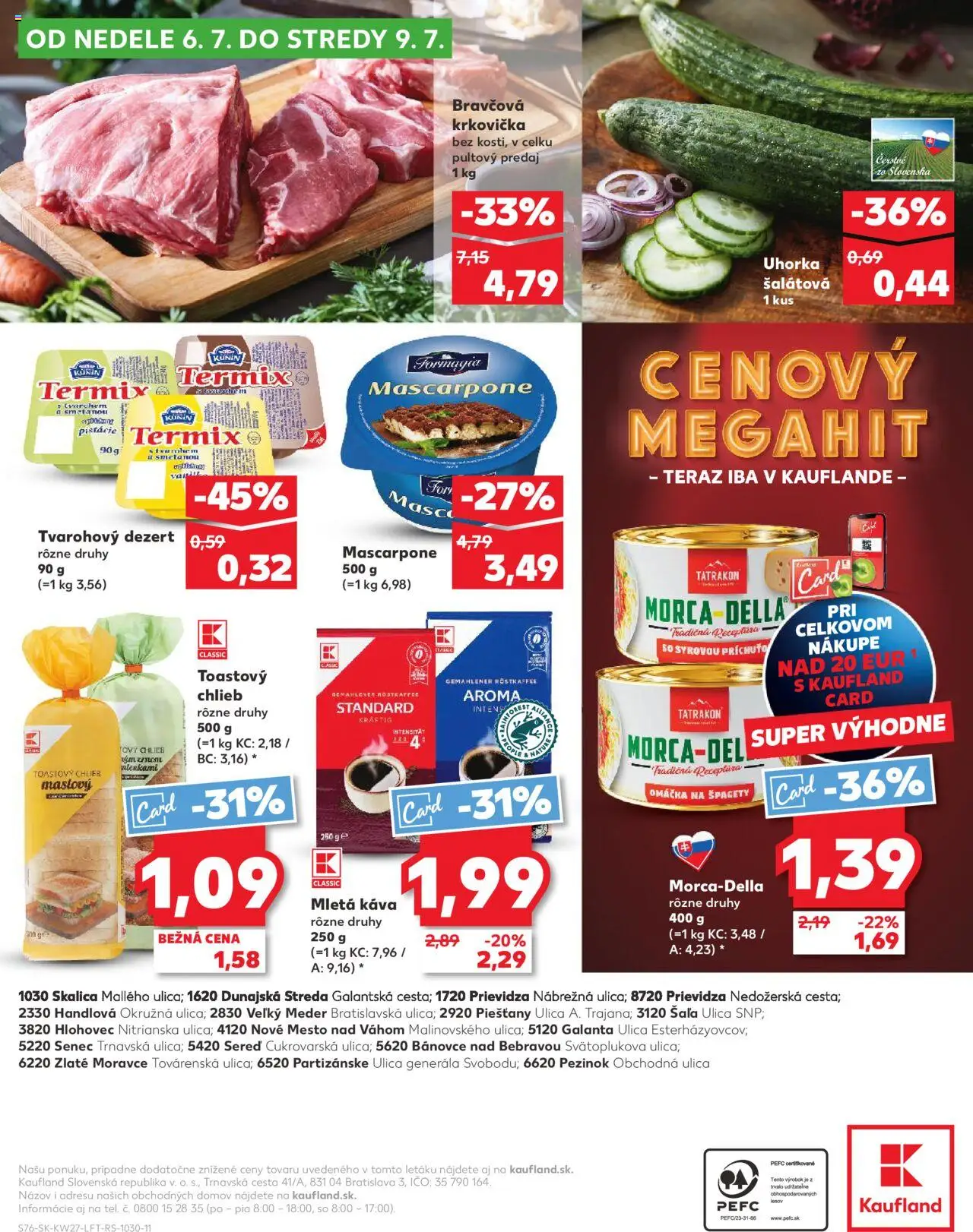 Nové Kaufland akcie – leták je platný od 03.07.2025 | Strana: 76 | Produkty: Chlieb, Bravčová krkovička, Omáčka, Mascarpone