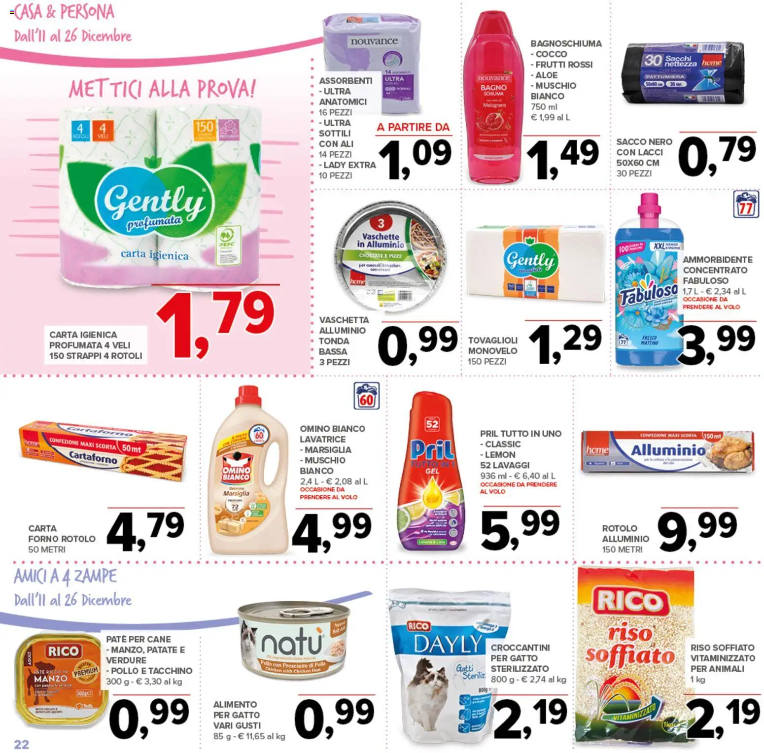 Volantino Todis del 11.12.2025 | Pagina: 22 | Prodotti: Bagnoschiuma, Pollo, Ammorbidente, Vaschette