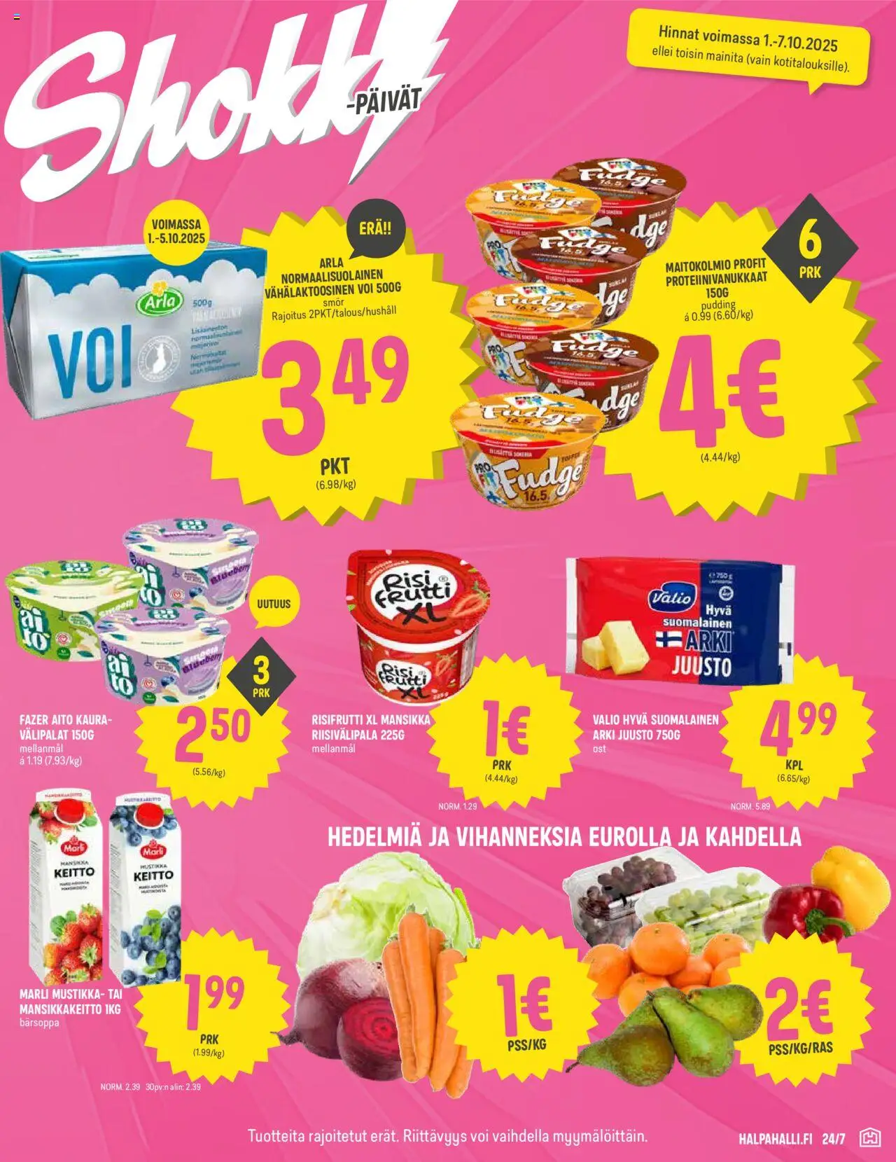 Halpa Halli tarjoukset – voimassa 01.10.2025 alkaen | Sivu: 3 | Tuotteet: Risifrutti, Keitto, Voi, Juusto
