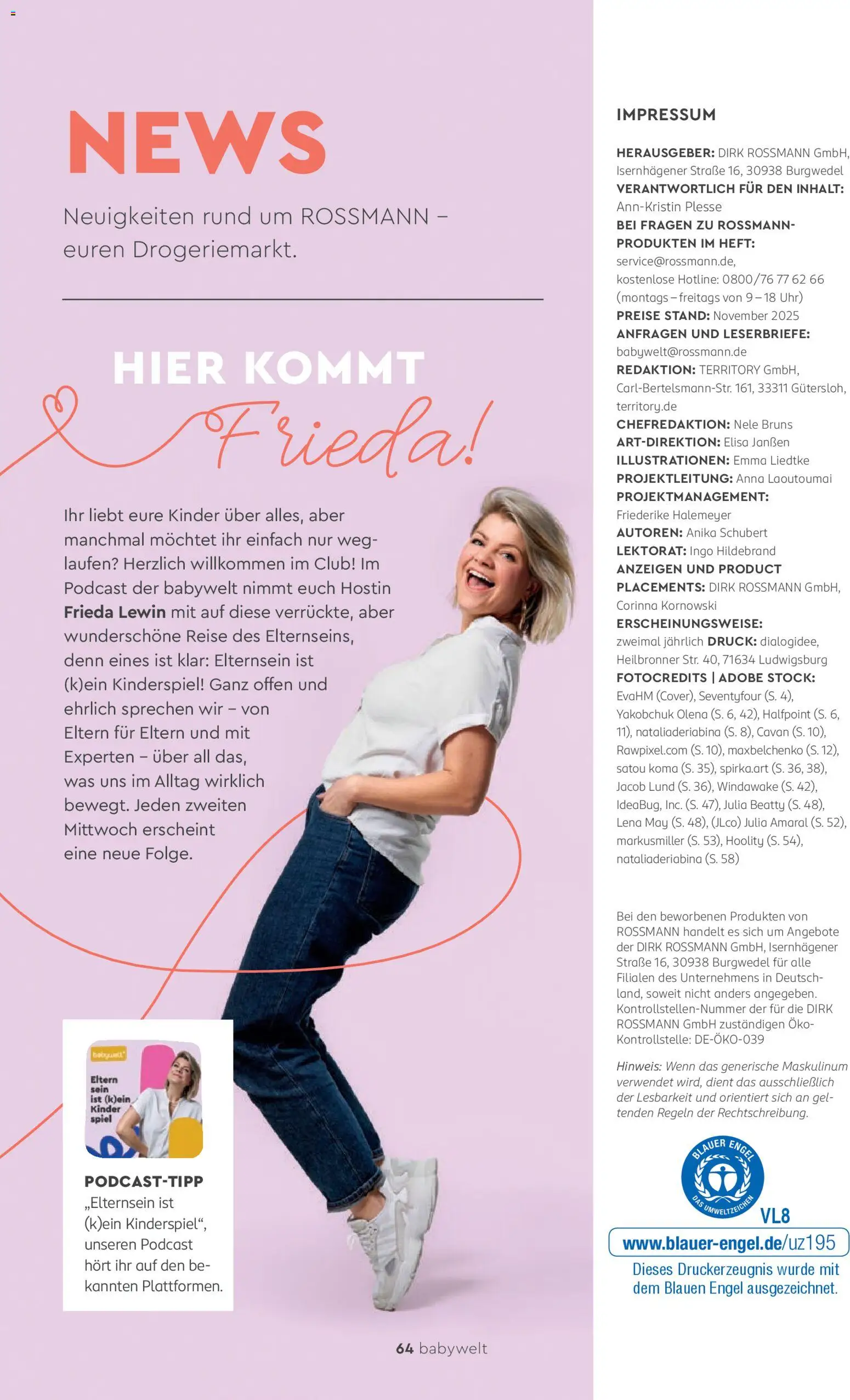 Rossmann babywelt Elternmagazin – gültig ab 11.12.2025 | Seite: 64 | Produkte: Spiel, Uhr