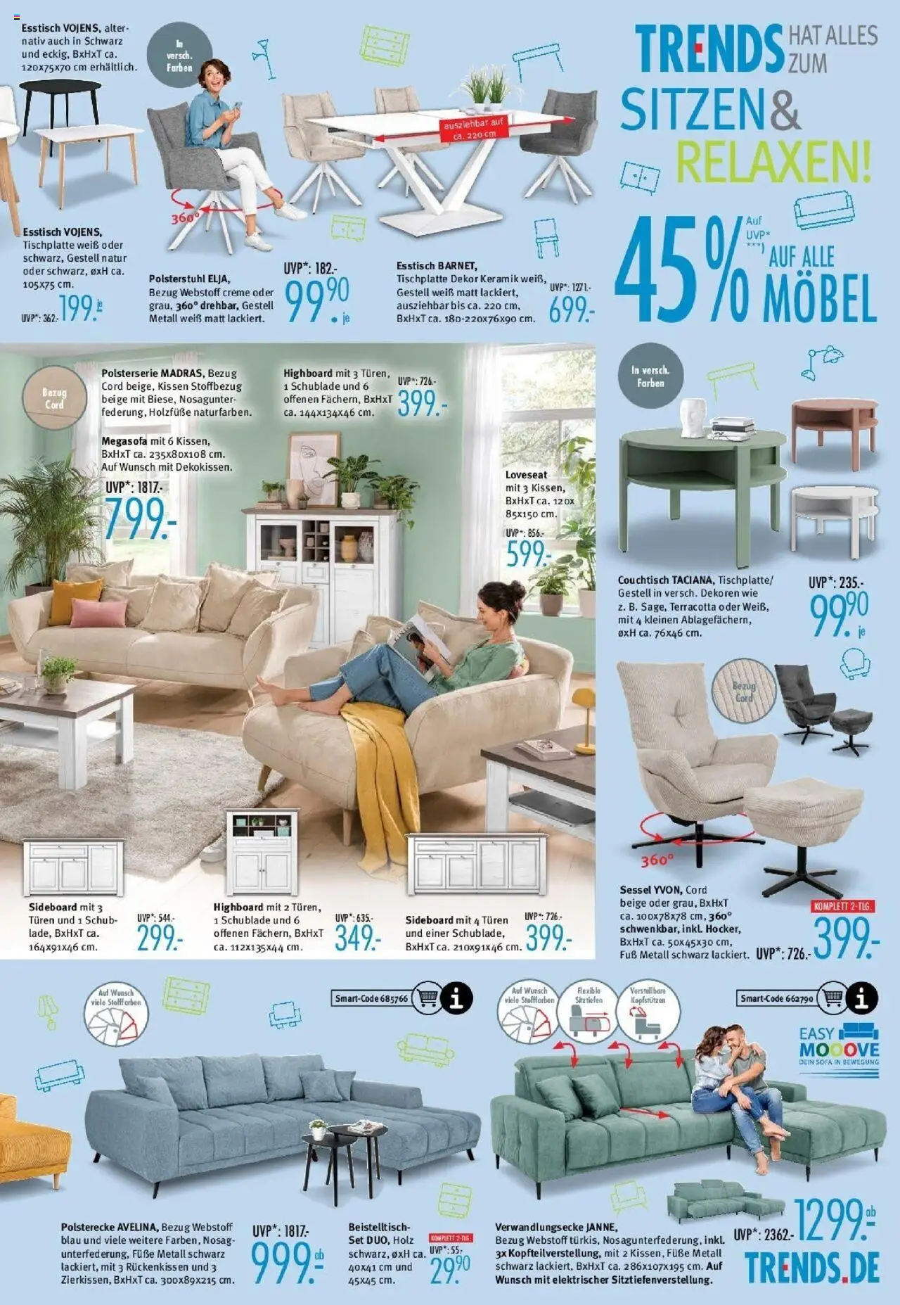 Trends - Ostermann Trends: Neue Möbel wirken Wunder. - gültig ab dem 14.06.2025 | Seite: 5 | Produkte: Sideboard, Esstisch, Sessel, Creme