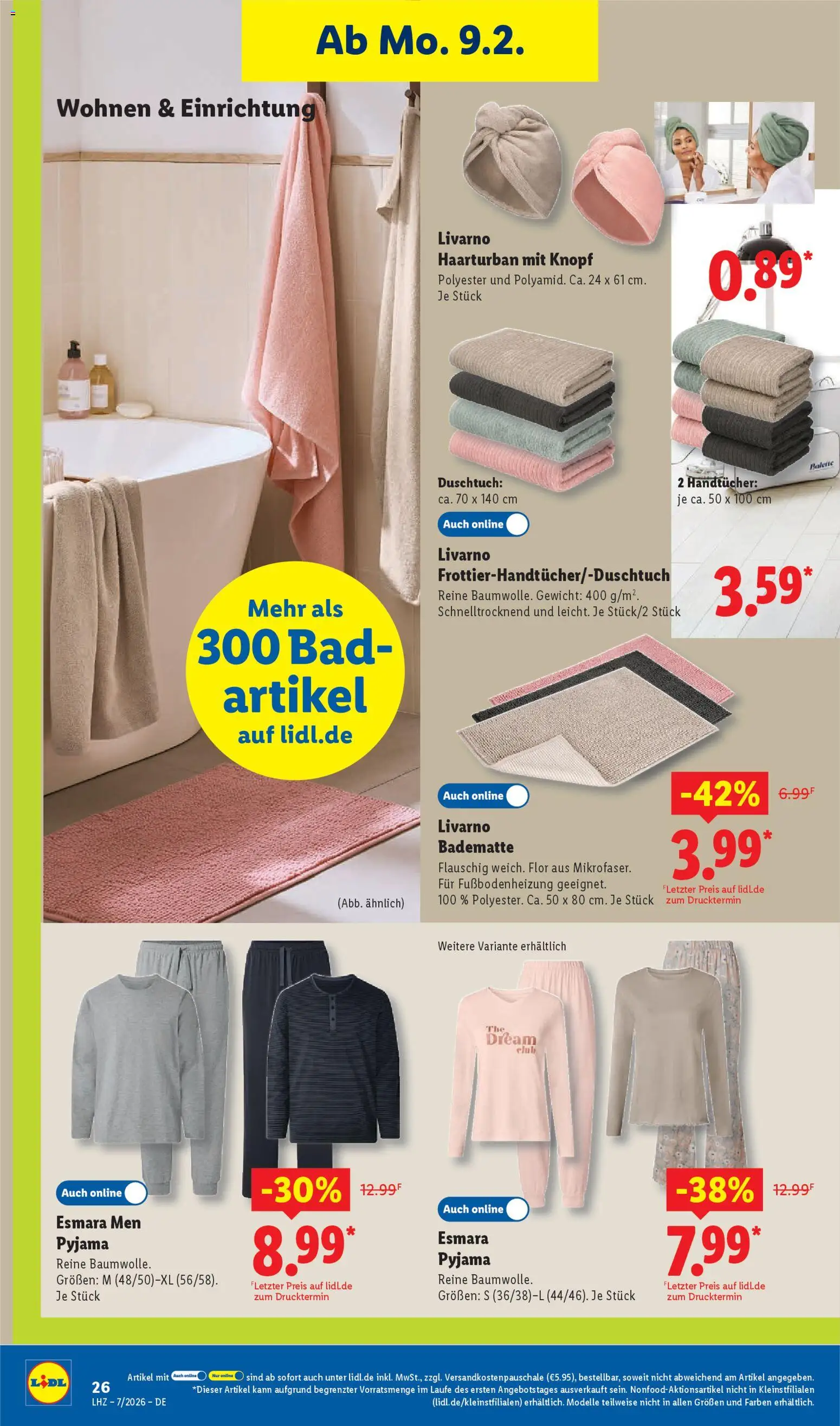 Lidl Prospekt Grimma – gültig ab 09.02.2026 | Seite: 42 | Produkte: Gewicht, Bad, Pyjama