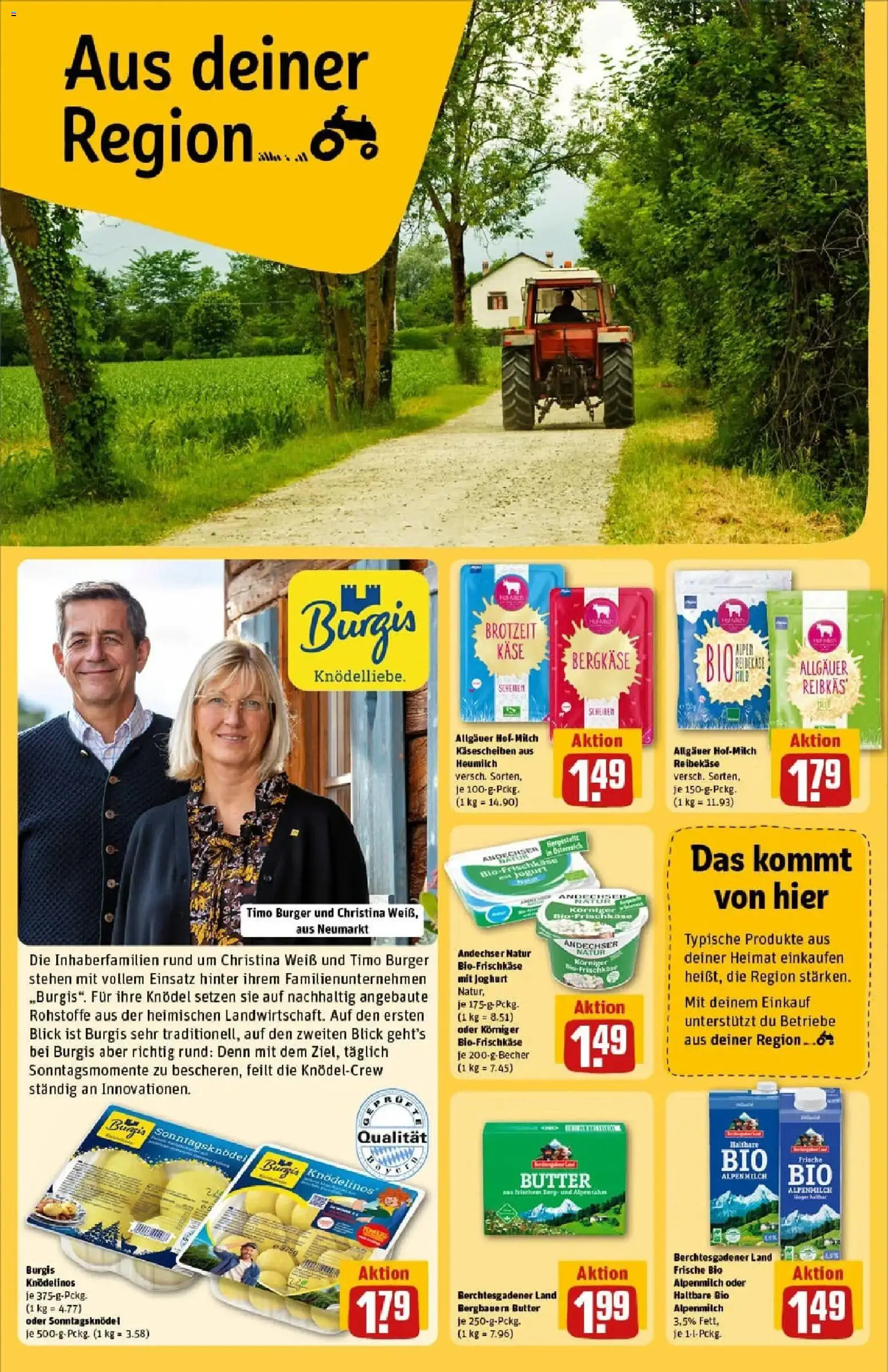 Rewe prospekt Dachau	 – gültig ab 26.01.2026 | Seite: 26 | Produkte: Butter, Joghurt, Burger, Reibekase