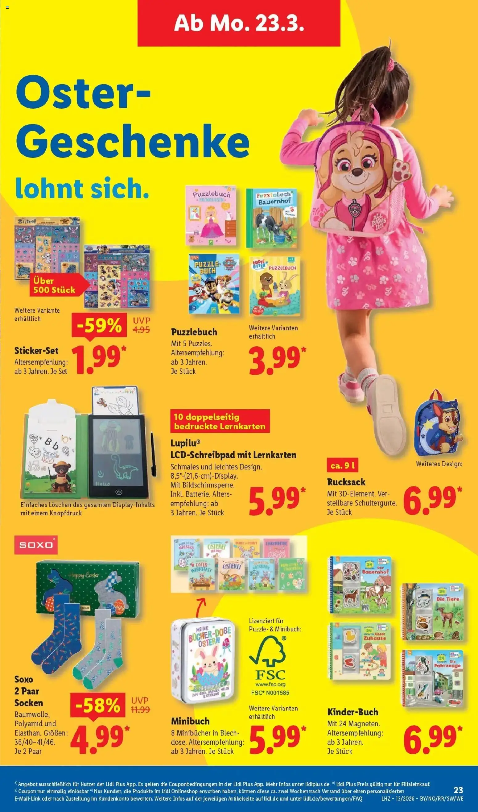 Lidl Prospekt Weikersheim – gültig ab 23.03.2026 | Seite: 41 | Produkte: Socken, Rucksack