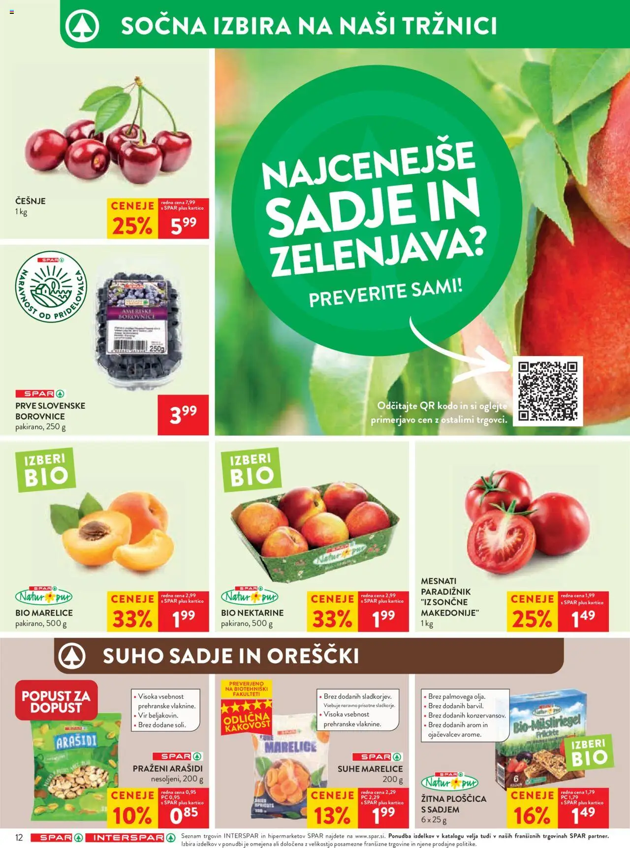 Spar katalog 25/25 │ velja od 18.06.2025 | Stran: 12 | Izdelki: Arašidi, Suho sadje, Suhe marelice, Borovnice
