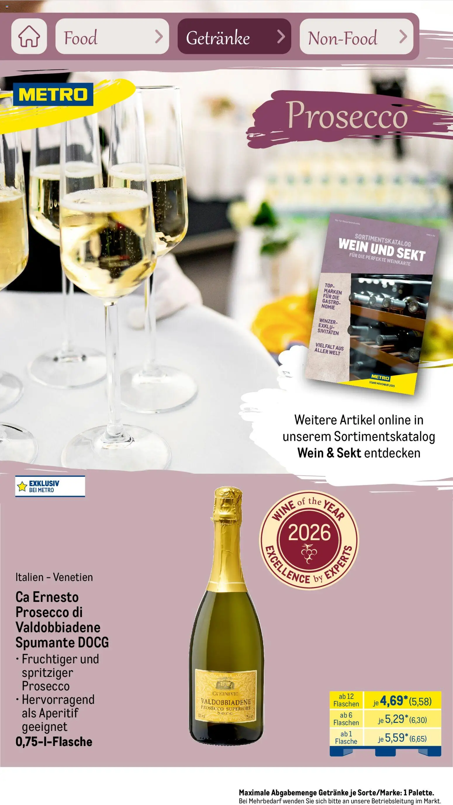 Metro Saisonkatalog Frühlingsgenuss – gültig ab 01.03.2026 | Seite: 46 | Produkte: Top, Sekt, Prosecco, Wein