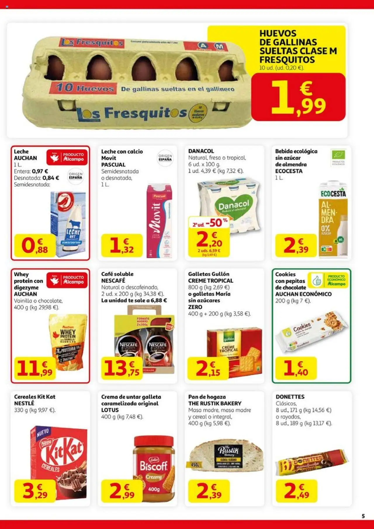 Alcampo - SM Valladolid │ válido desde el 11.09.2025 | Página: 5 | Productos: Leche, Huevos, Cereales, Galletas