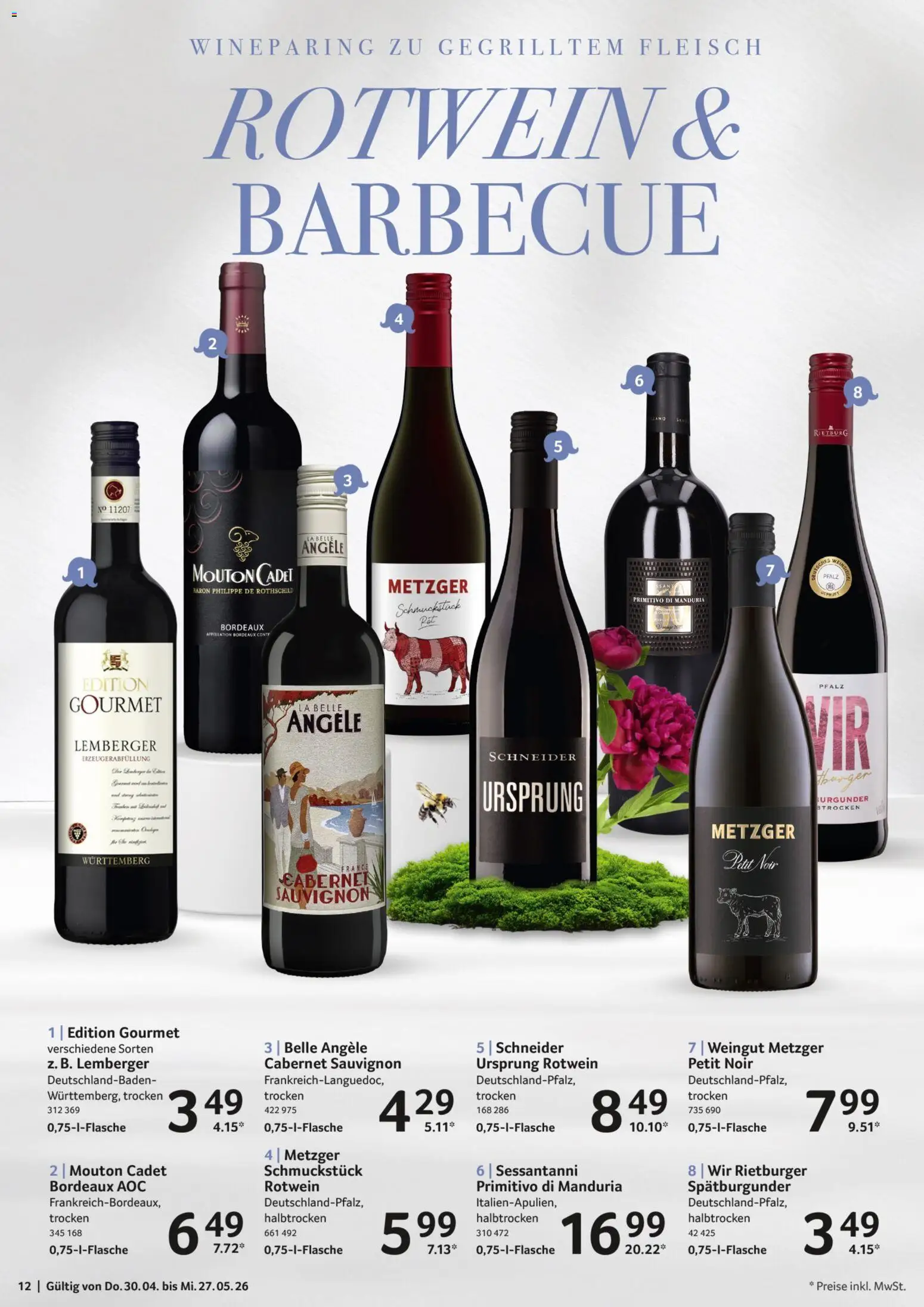 Selgros Weinkatalog – gültig ab 30.04.2026 | Seite: 12 | Produkte: Rotwein, Fleisch