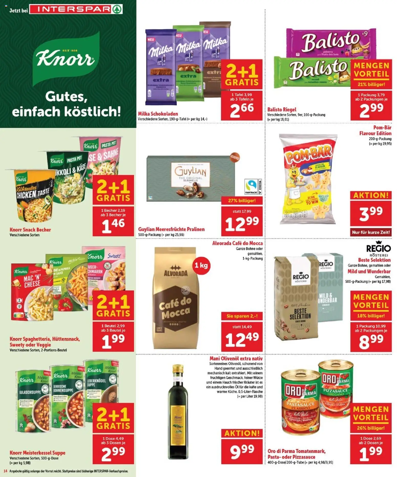 Interspar Flugblatt - Burgenland gültig ab 09.04.2026 | Seite: 14 | Produkte: Pasta, Sahne, Meeresfrüchte, Öl
