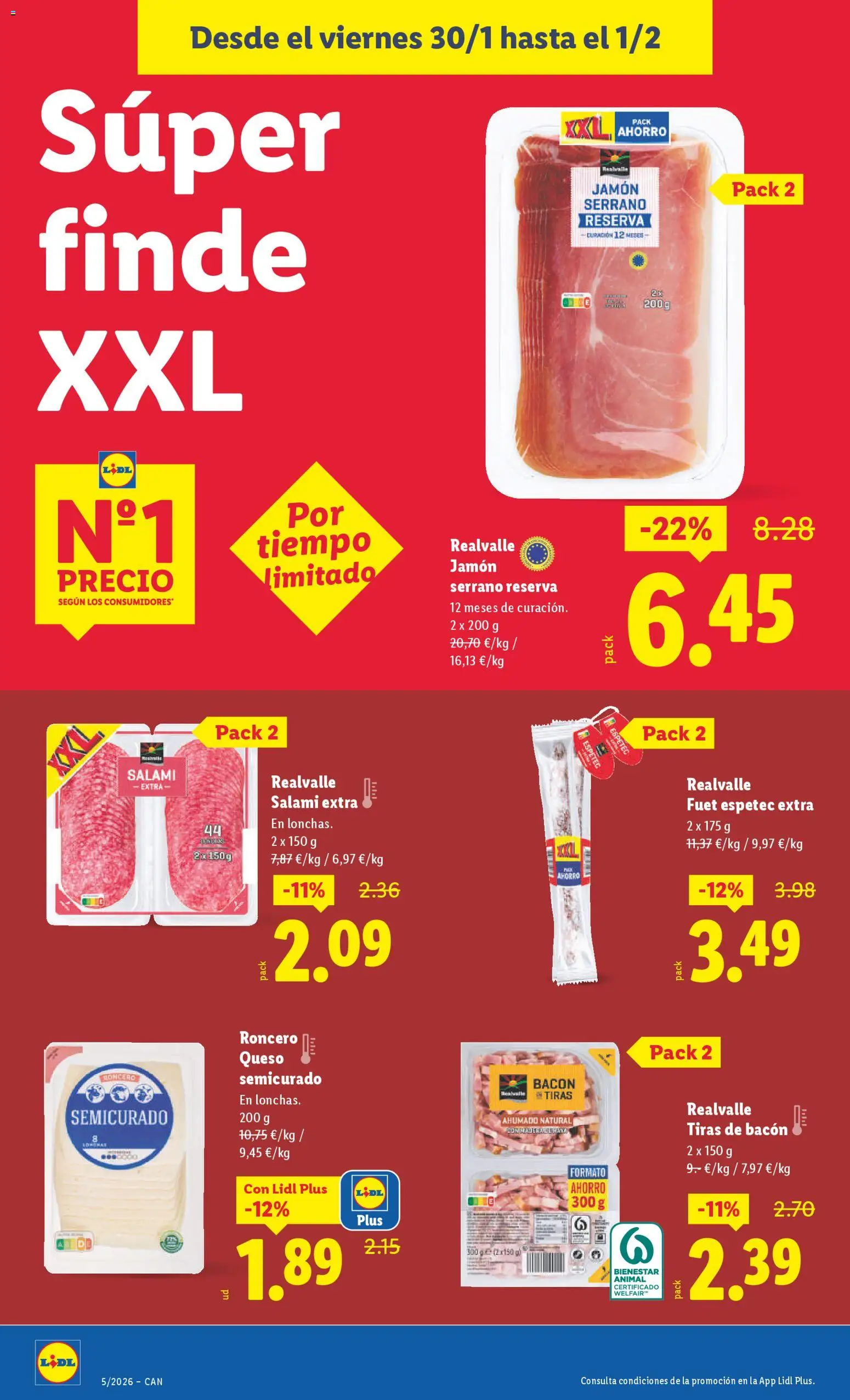 Lidl - Canarias │ válido desde el 26.01.2026 | Página: 32 | Productos: Jamón serrano, Queso, Jamón, Salami