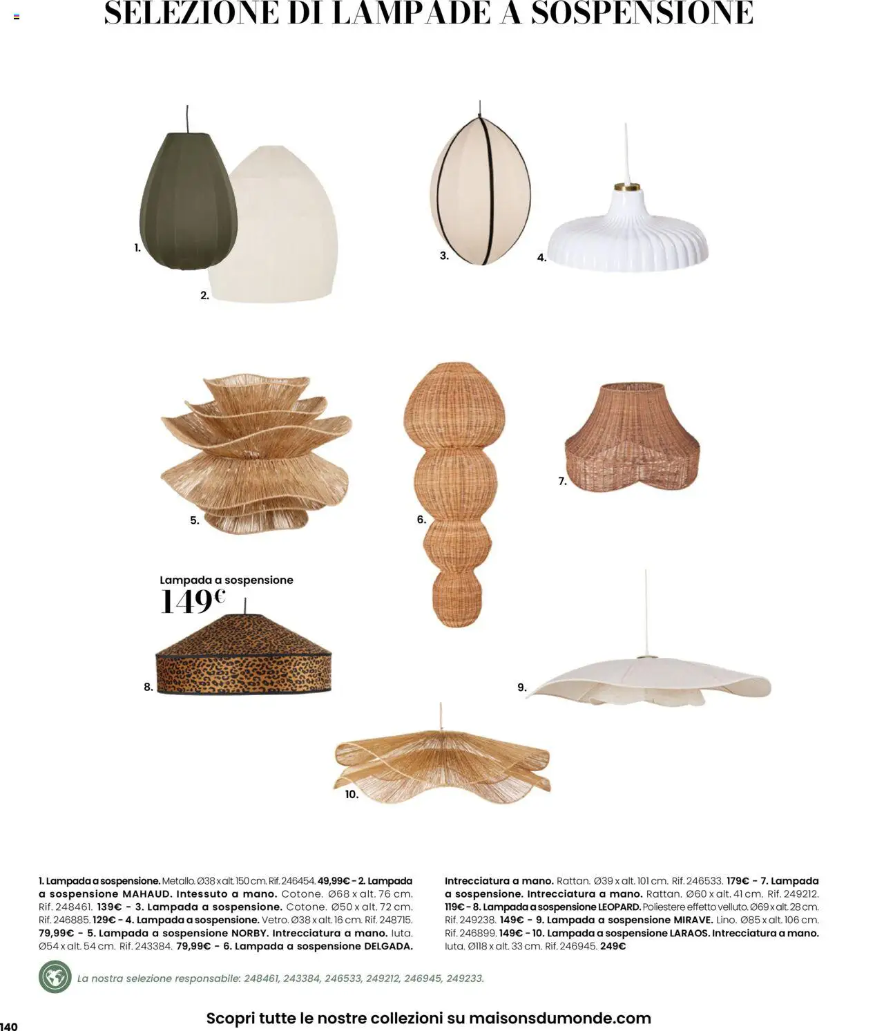 Volantino Maisons du Monde del 27.08.2025 | Pagina: 140 | Prodotti: Lampada