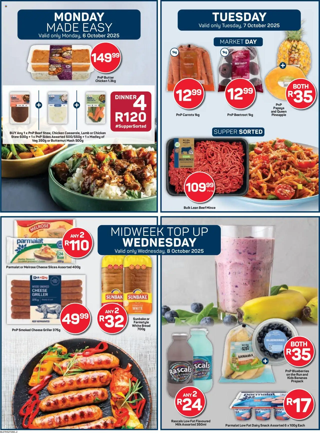 New Pick n Pay catalogue – valid from 06.10.2025 | Page: 2 | Products: Butter, Bananas, Carrots, Griller