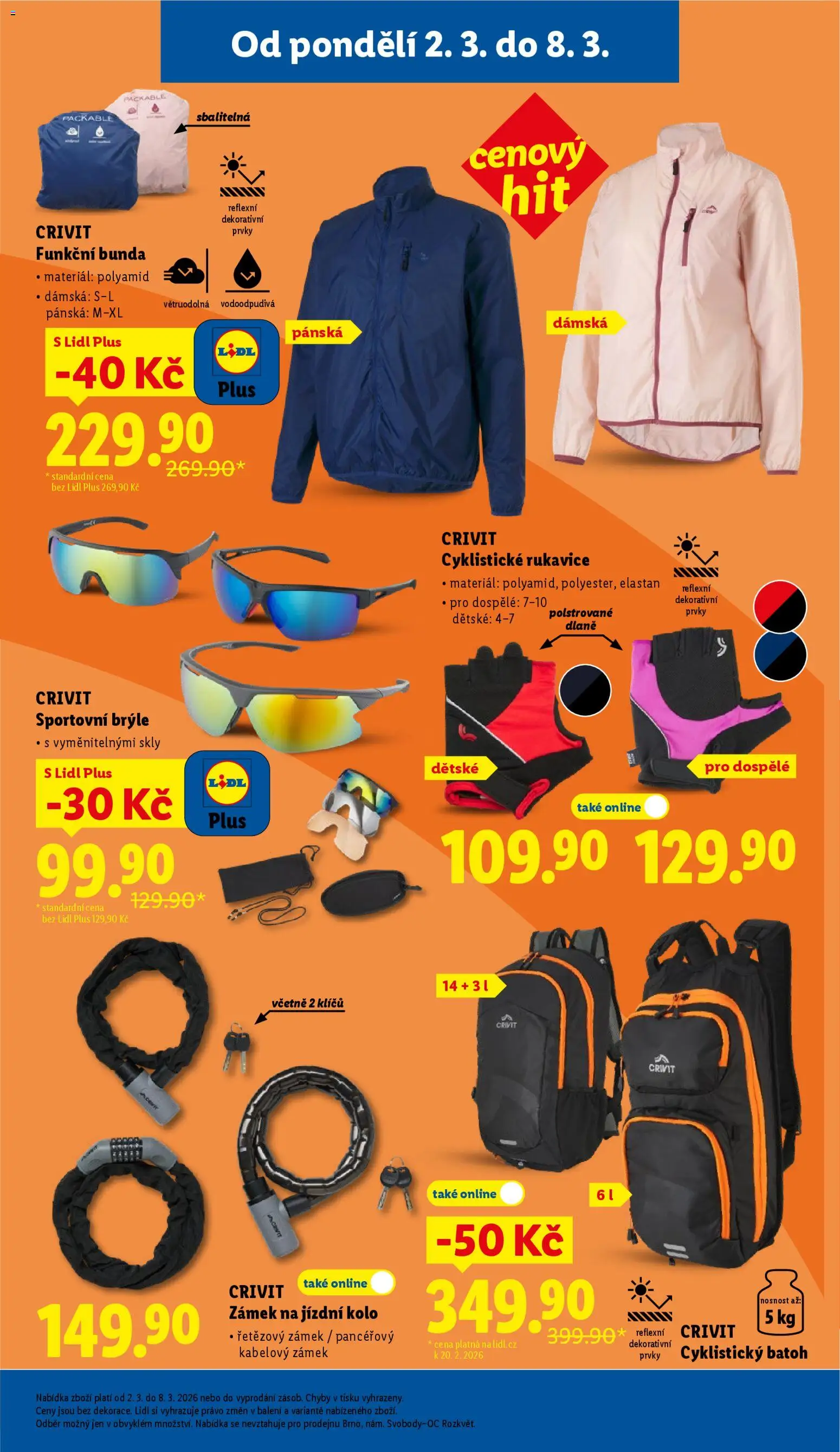 Lidl leták - Spotřební zboží od 02.03.2026 | Strana: 5 | Produkty: Bunda, Rukavice, Brýle, Kolo