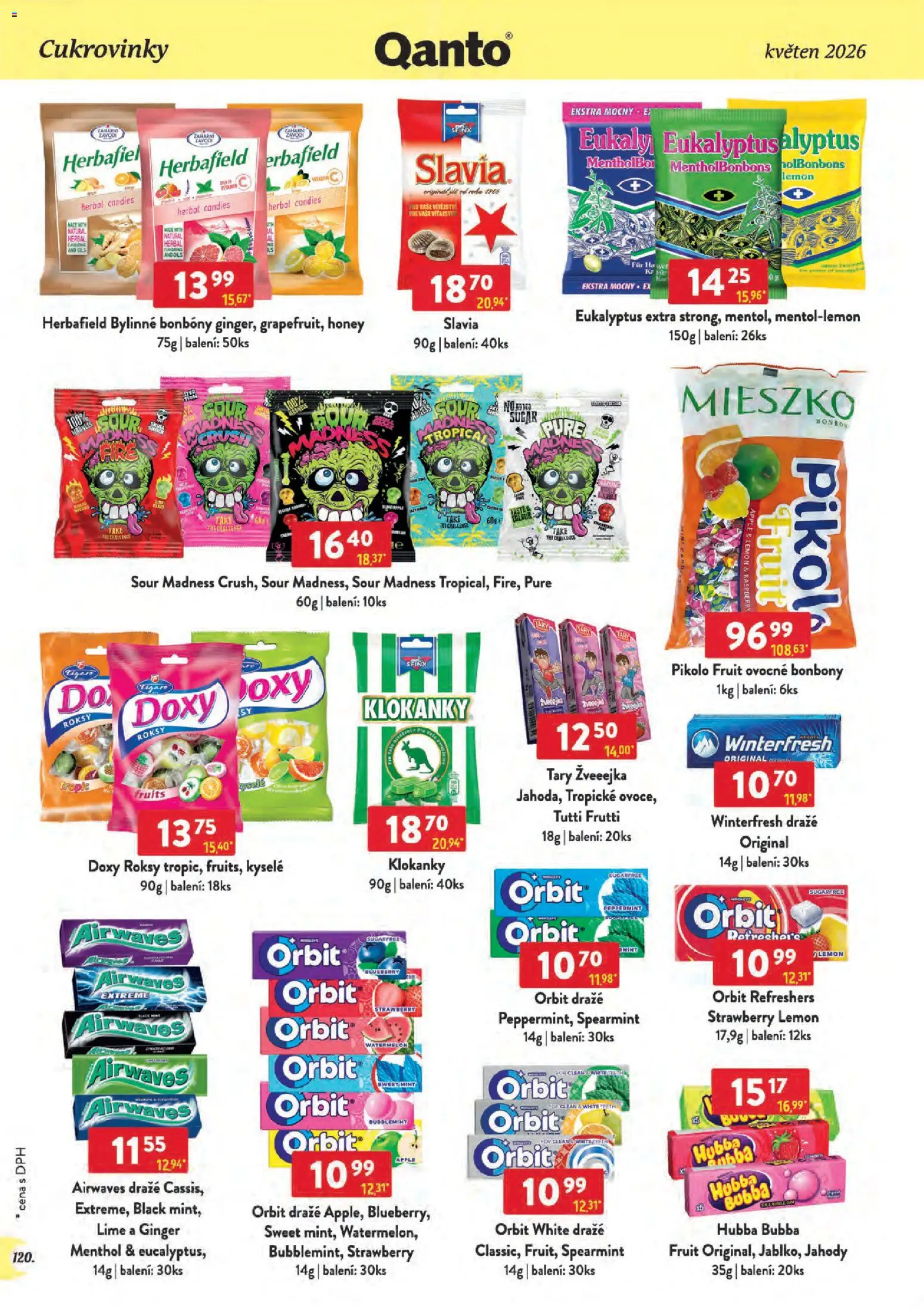 Astur & Qanto leták - Velkoobchod 05/2026 od 01.05.2026 | Strana: 120 | Produkty: Bonbóny, Jahody, Eukalyptus, Apple