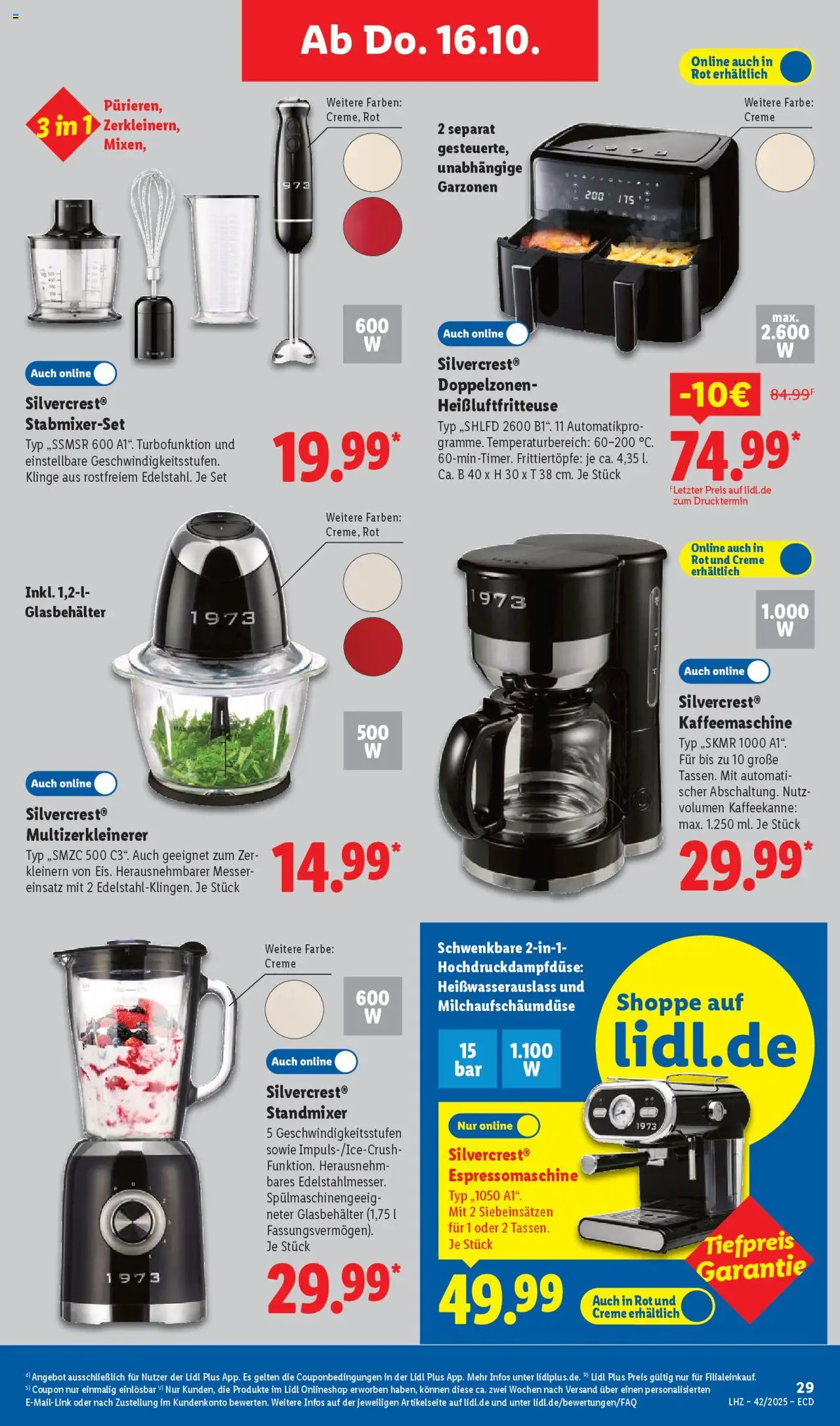 Lidl - Prospekt – gültig ab 13.10.2025 | Seite: 47 | Produkte: Kaffeemaschine, Creme, Heißluftfritteuse