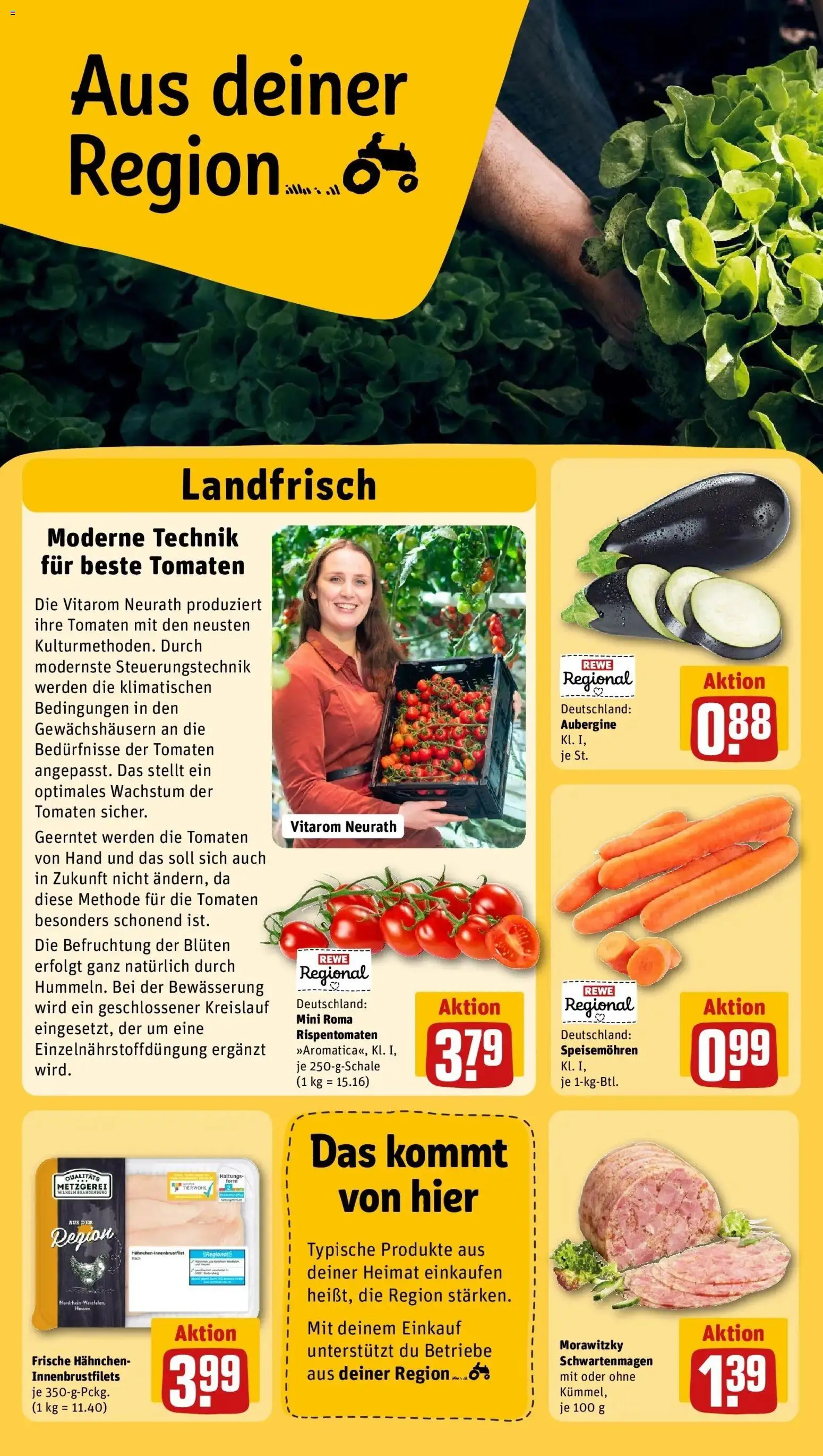 Rewe Prospekt Blankenheim	 – gültig ab 23.03.2026 | Seite: 24 | Produkte: Hahnchen, Tomaten, Aubergine, Morawitzky