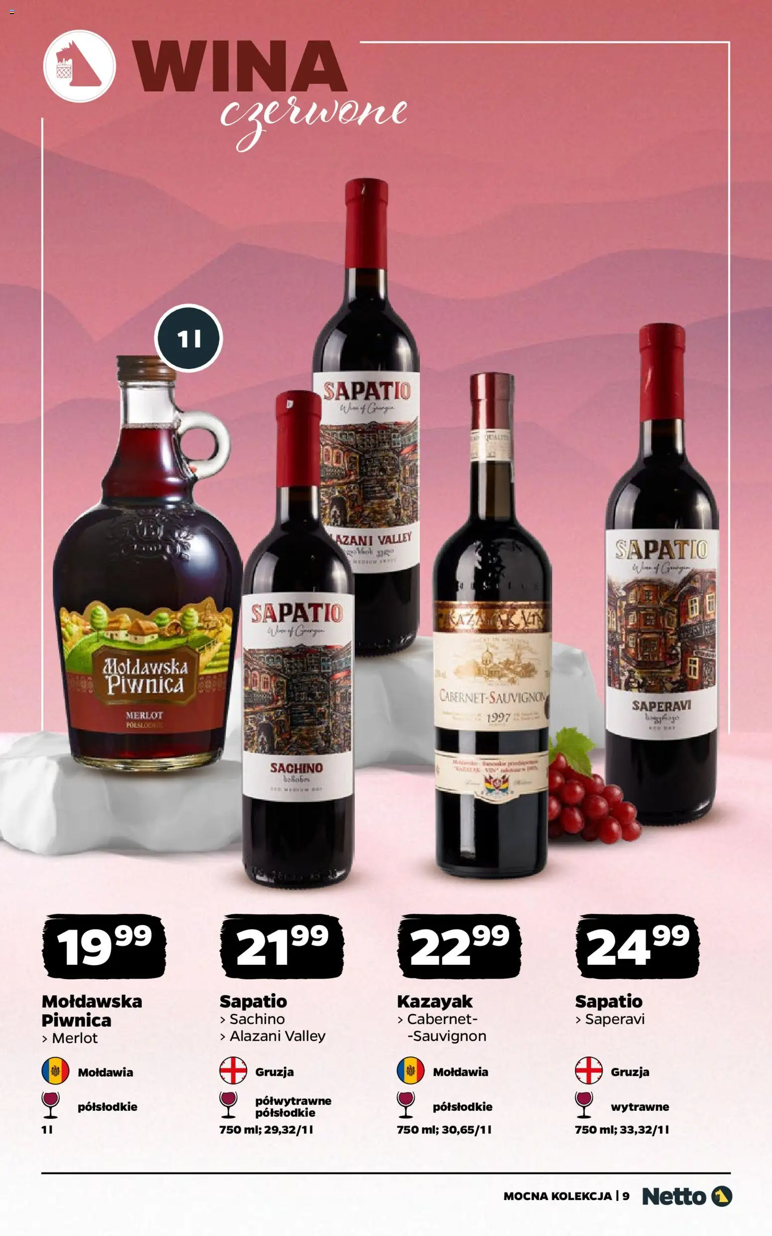 Netto gazetka - Wina od 02.02.2026 | Strona: 9 | Produkty: Alazani Valley, Merlot