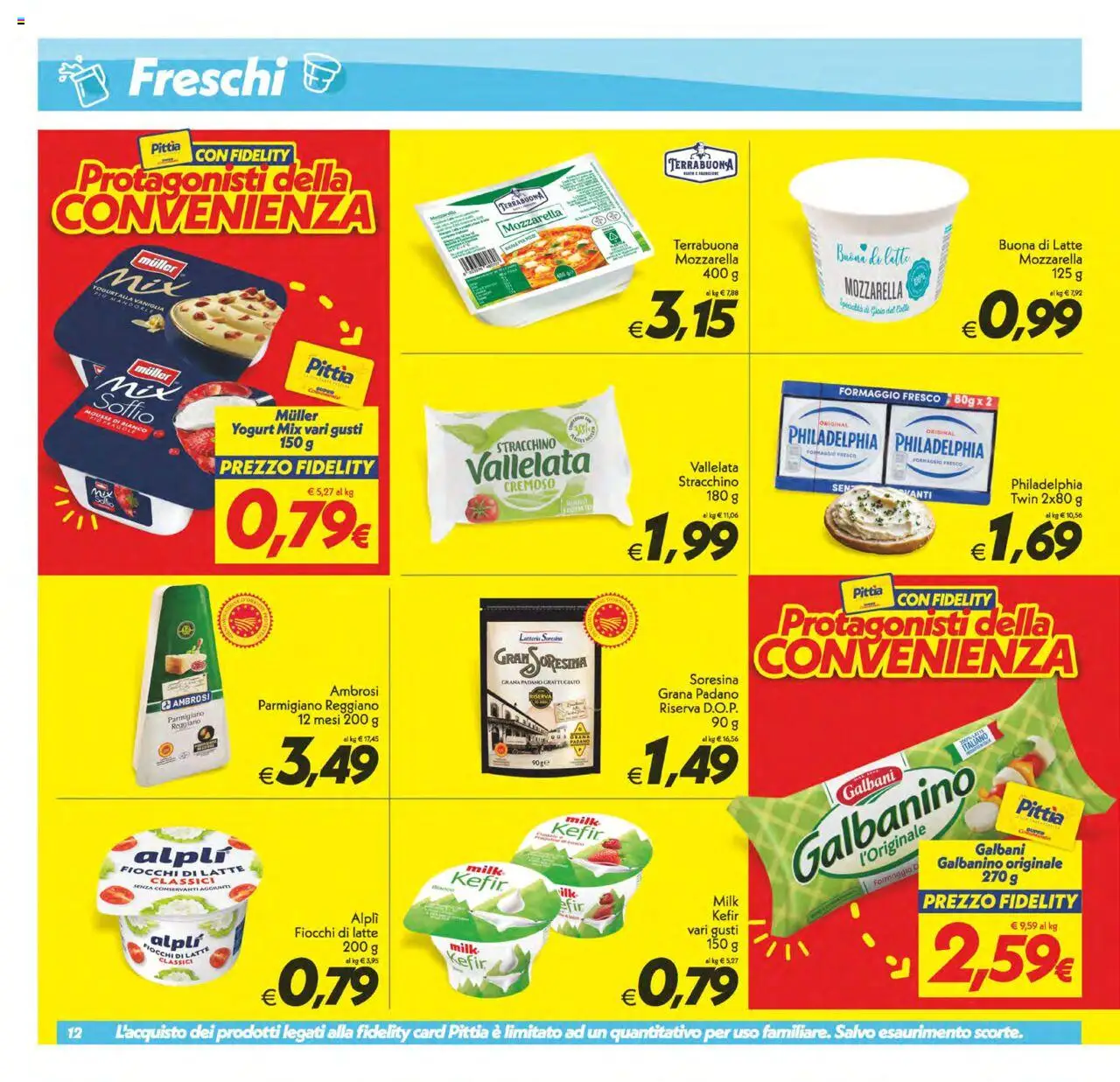 Volantino SuperConveniente del 22.08.2025 | Pagina: 12 | Prodotti: Fiocchi di latte, Latte, Grana Padano, Parmigiano reggiano
