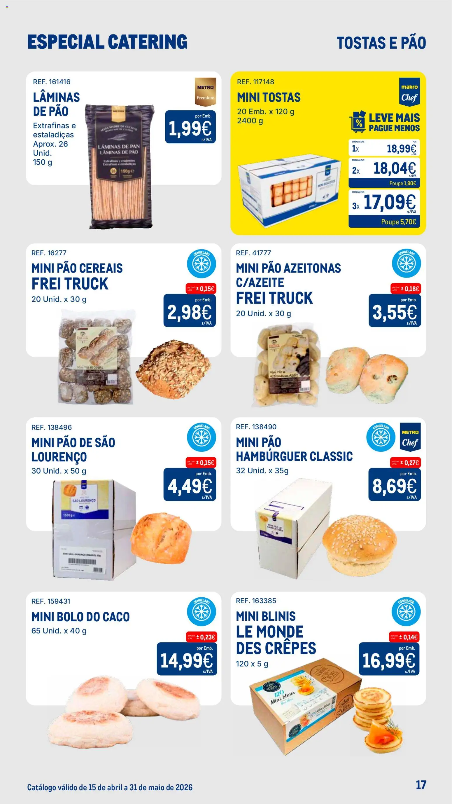 Makro Especial Catering │ válido de 15.04.2026 | Página: 17 | Produtos: Azeitonas, Tostas, Hambúrguer, Cereais