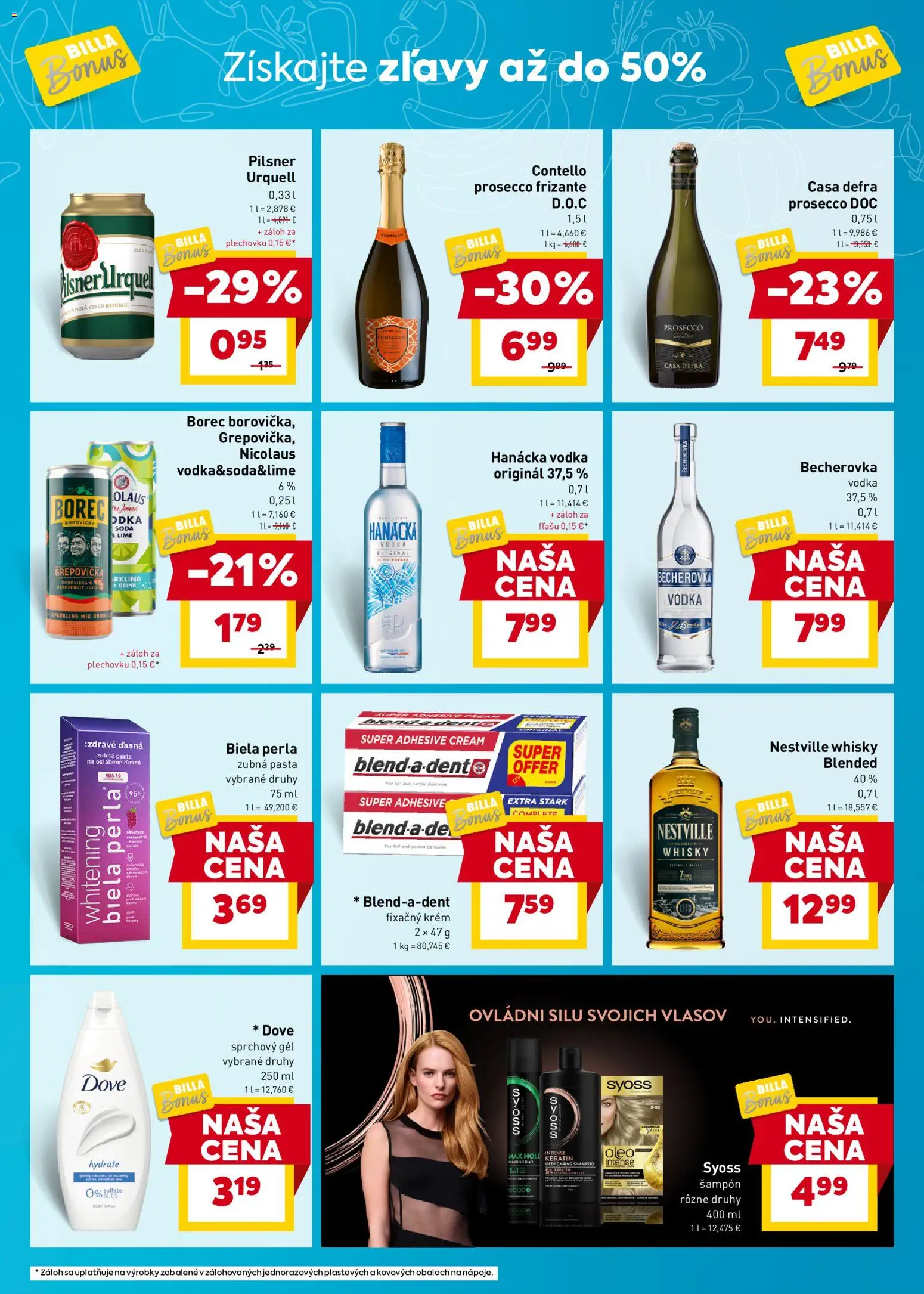 Nové Billa akcie – leták je platný od 27.12.2025 | Strana: 7 | Produkty: Becherovka, Prosecco, Šampón, Whisky