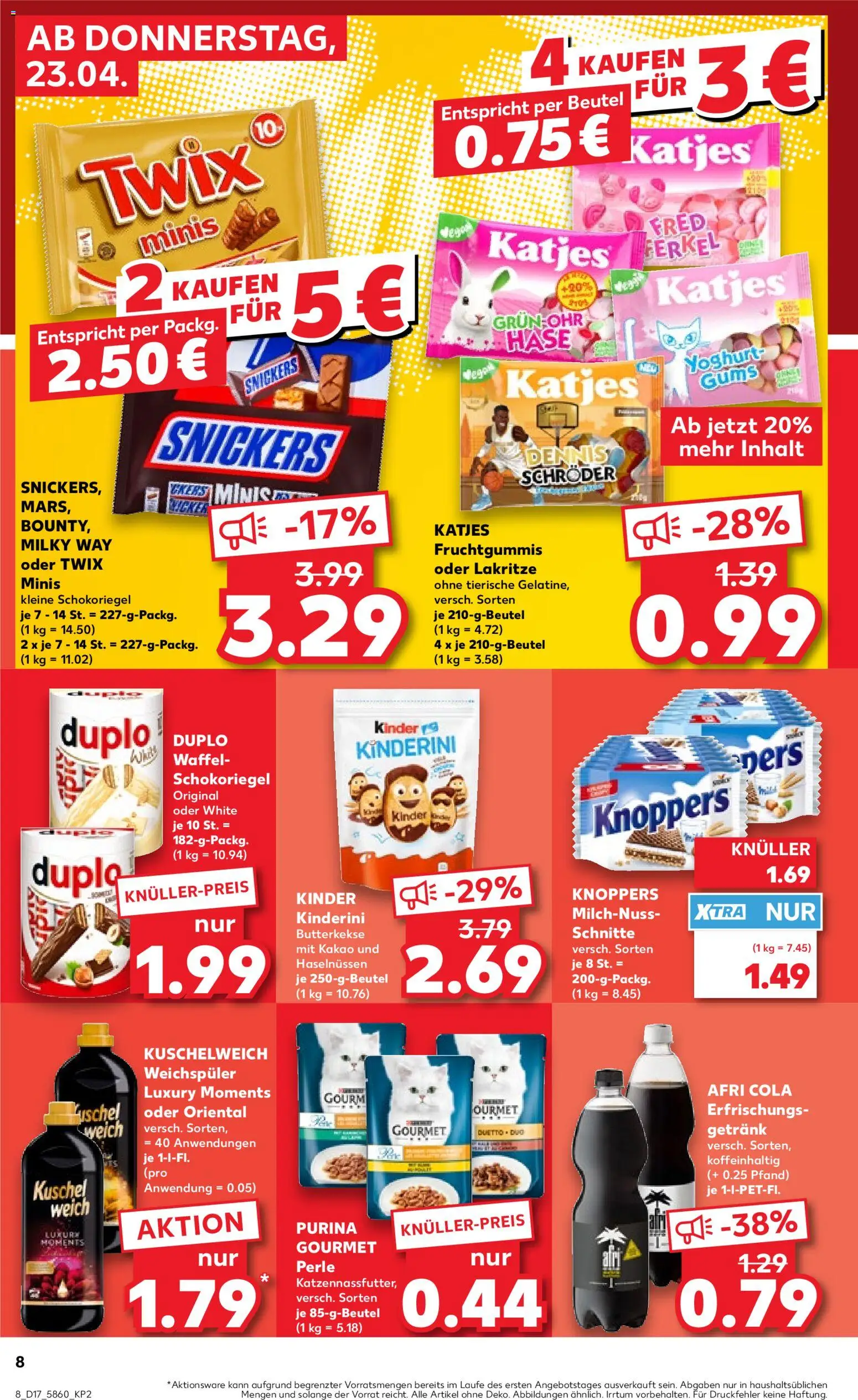Kaufland Prospekt Stuttgart	 – gültig ab 23.04.2026 | Seite: 8 | Produkte: Cola, Katjes, Butterkekse, Weichspüler