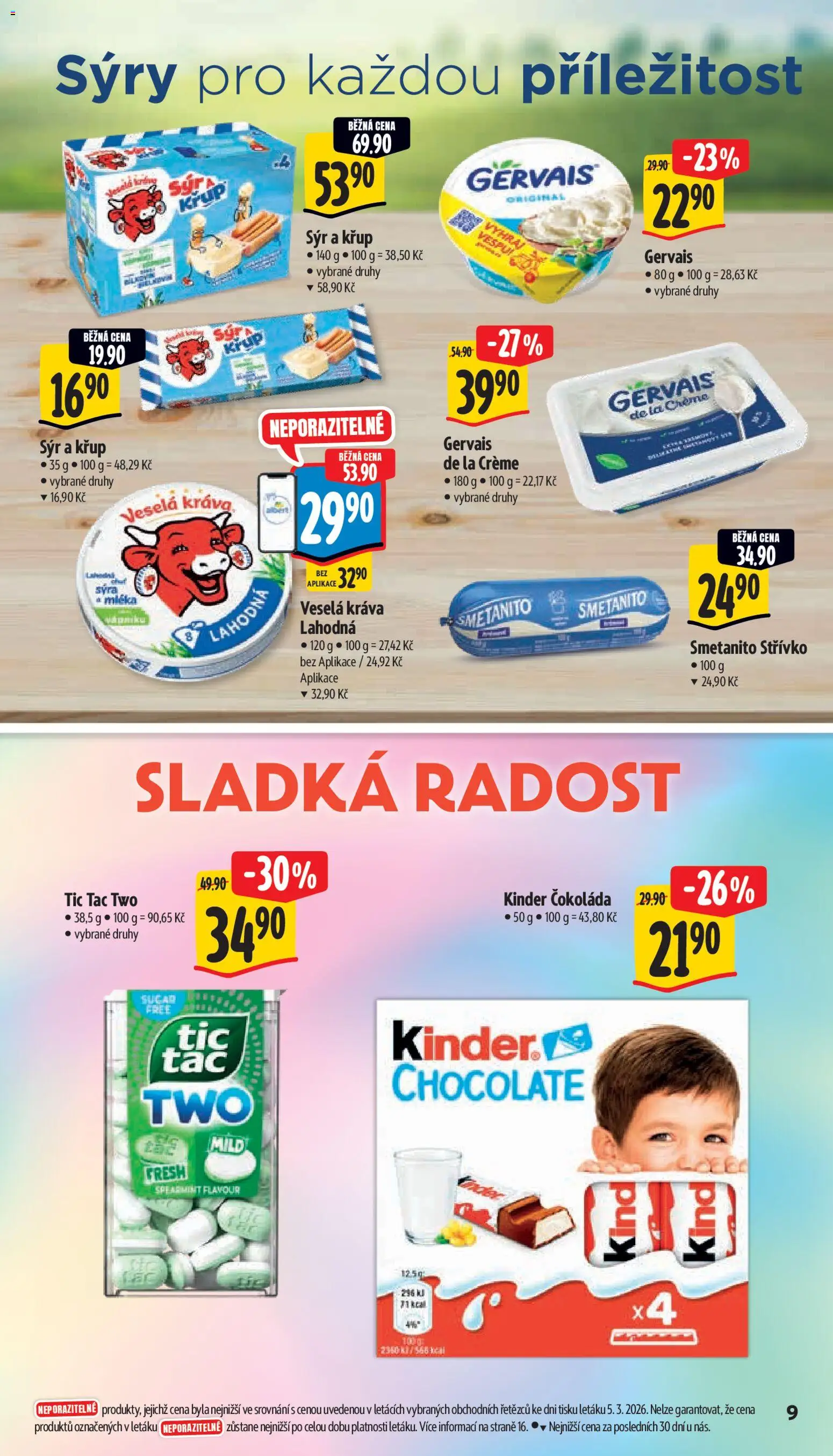 Albert leták - Supermarket od 11.03.2026 | Strana: 15 | Produkty: Sýr, Kinder čokoláda, Sýry, Kinder