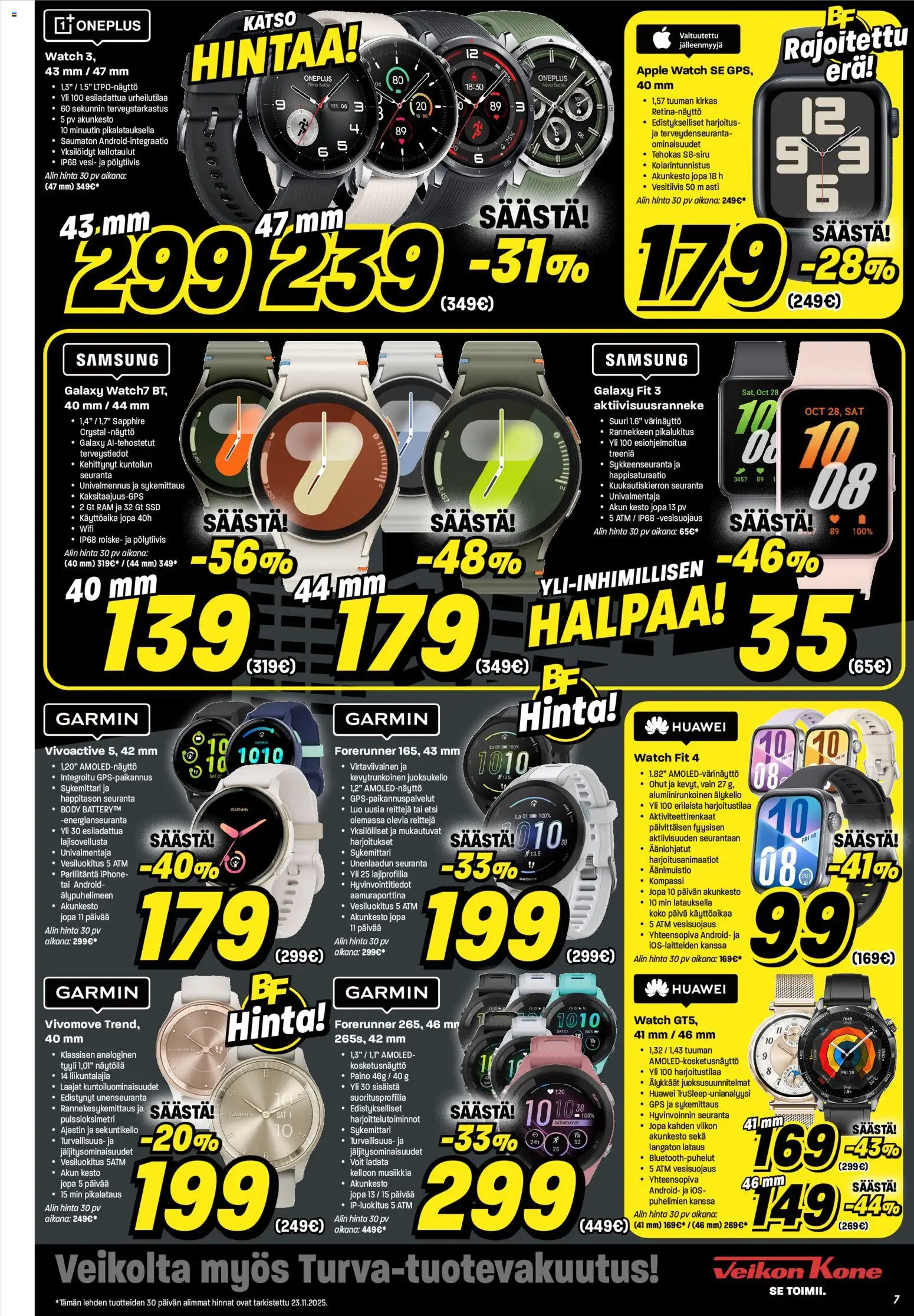 Veikon Kone - Black Friday – voimassa 24.11.2025 alkaen | Sivu: 7 | Tuotteet: Älykello, Kompassi, Sykemittari, Näyttö