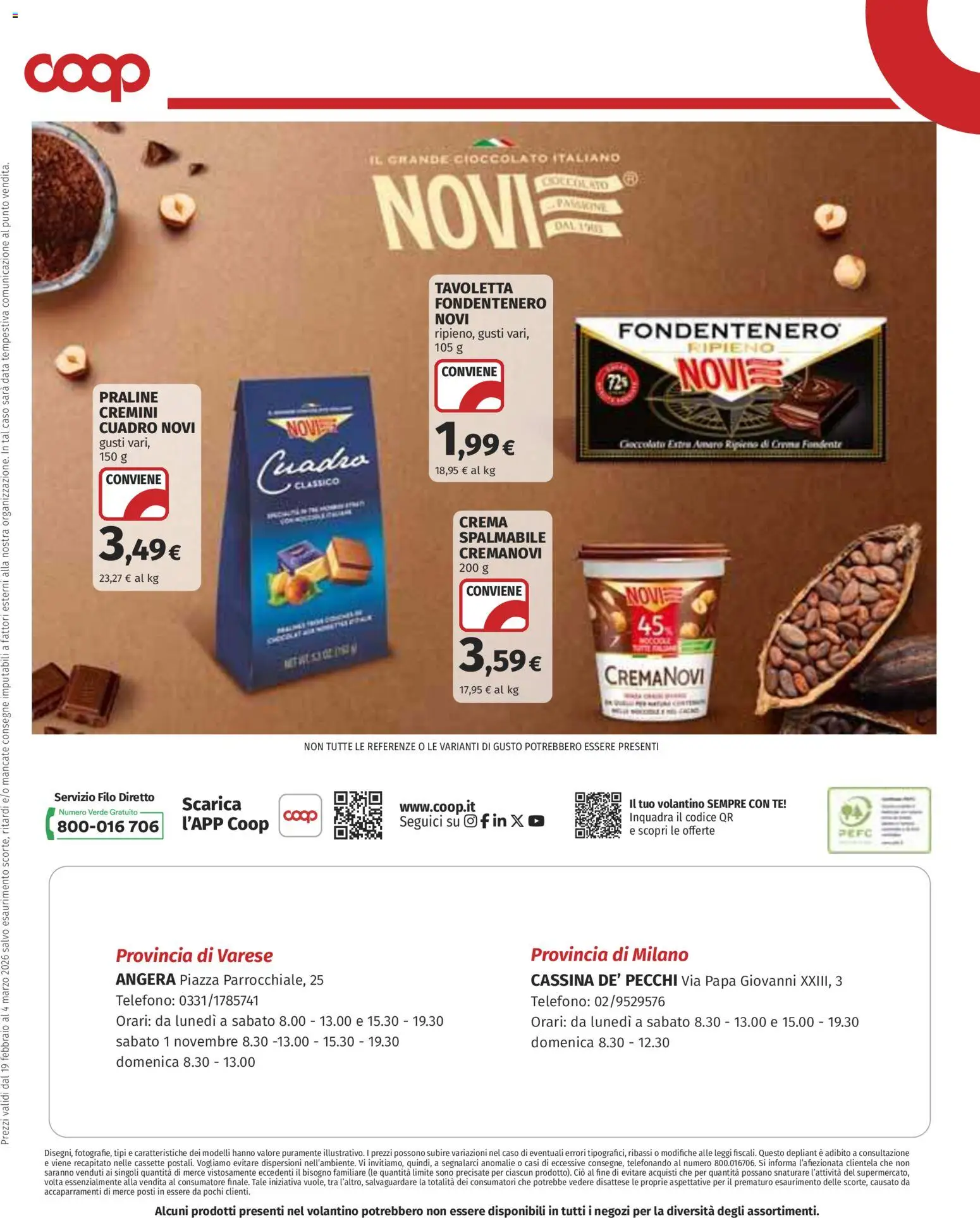 Volantino COOP del 19.02.2026 | Pagina: 11 | Prodotti: Cioccolato, Tè, Telefono, Amaro