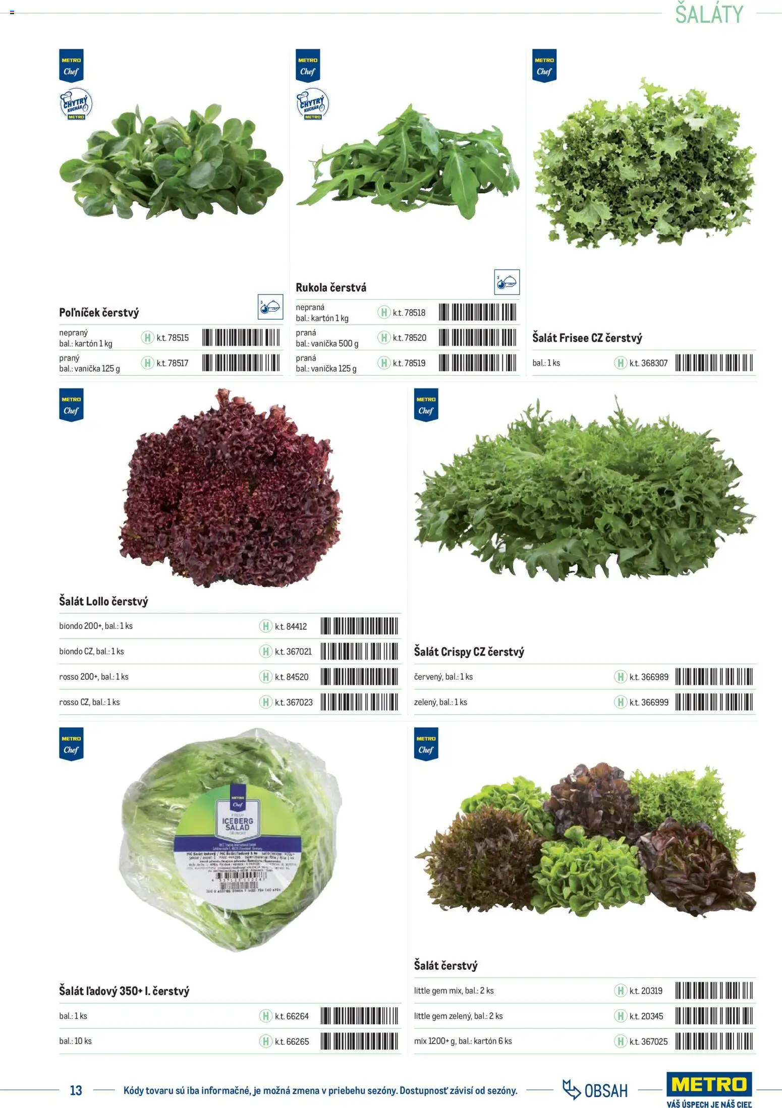 Nové Metro akcie – leták je platný od 01.01.2025 | Strana: 13 | Produkty: Šalát