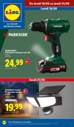 LIDL - Prévisualisation de LIDL - Profitez d'outils puissants et fiables Parkside à des prix exceptionnels chez Lidl. valide à partir de 17.08.2025