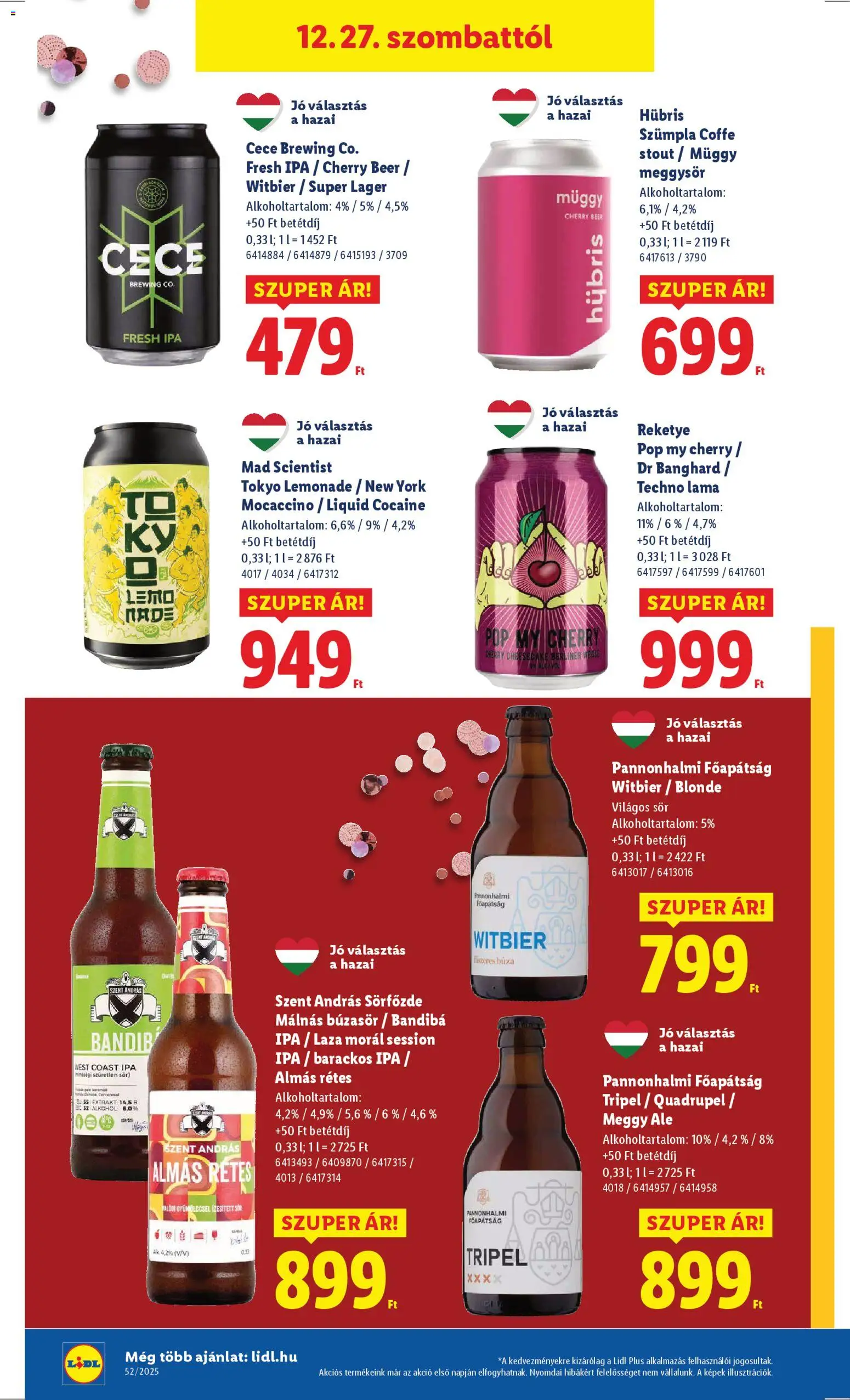Lidl akciós ujság - amely érvényes a következő dátumtól: 27.12.2025 | Oldal: 16 | Termékek: Alkohol, Búzasör, Meggy, Sör