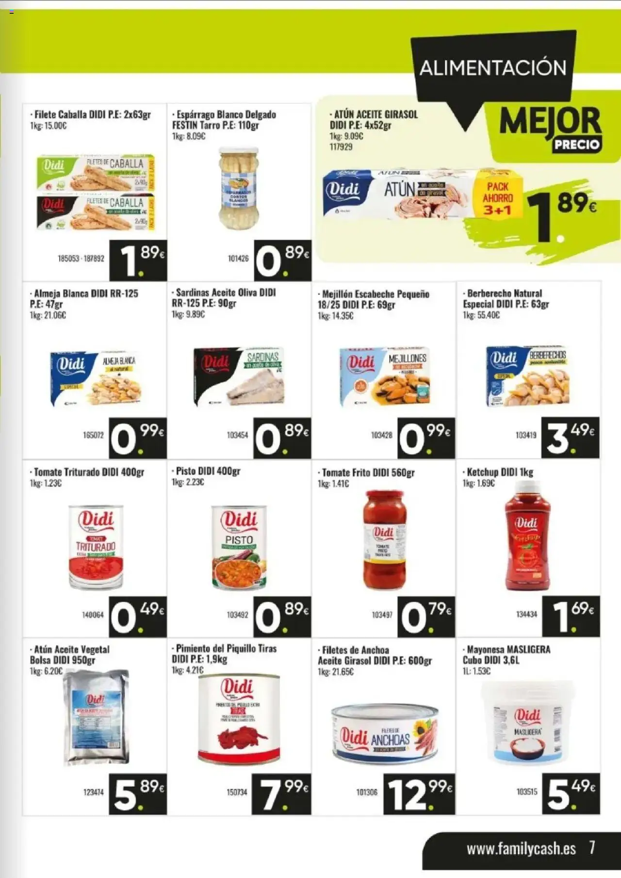 Family Cash folleto │ válido desde el 06.10.2025 | Página: 7 | Productos: Aceite, Κάδος απορρυμάτων, Οθόνη προβολής, Anchoa