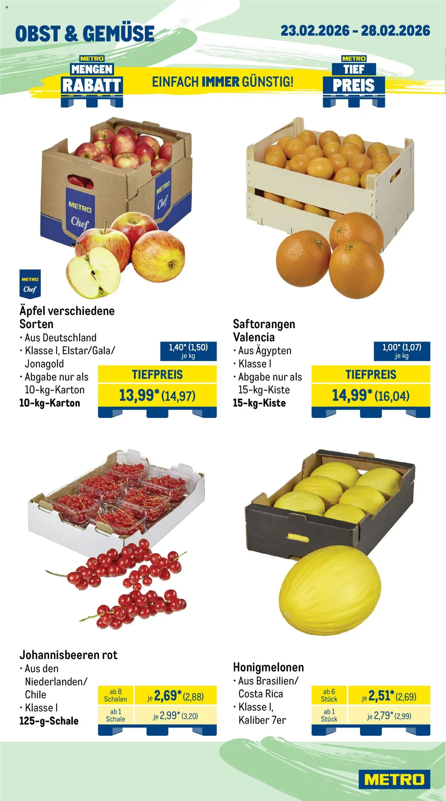 Metro Wochen-Angebote Gastro – gültig ab 23.02.2026 | Seite: 8 | Produkte: Äpfel, Gemüse, Obst