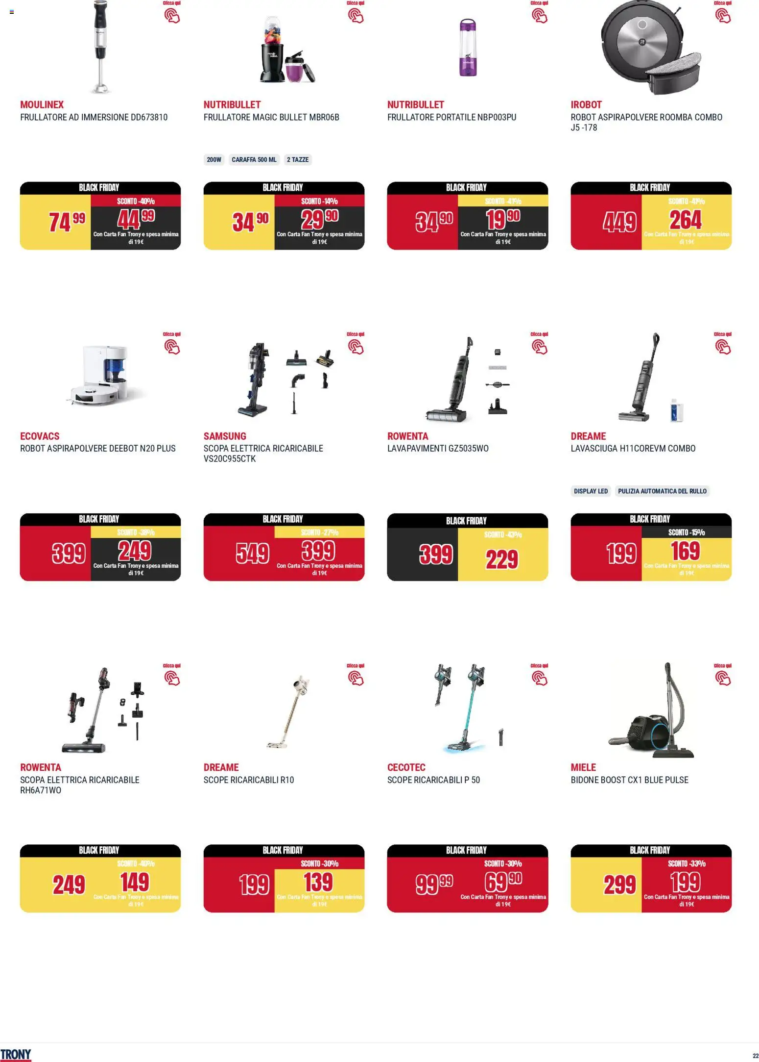 Volantino Trony del 25.11.2025 | Pagina: 22 | Prodotti: Rullo, Lavasciuga, Miele, Samsung