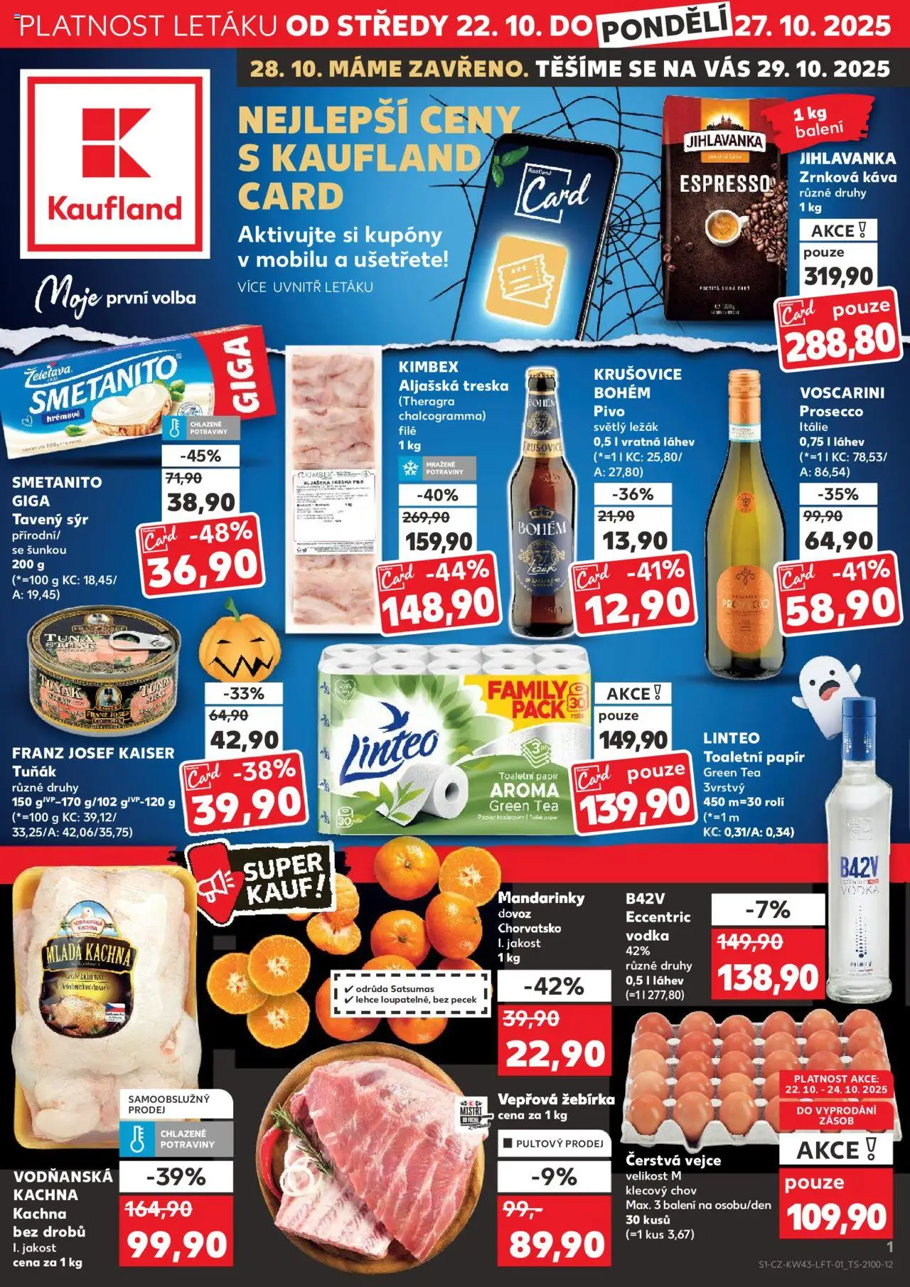 Kaufland leták - Chomutov od 22.10.2025 | Strana: 1 | Produkty: Mandarinky, Vodka, Krušovice, File