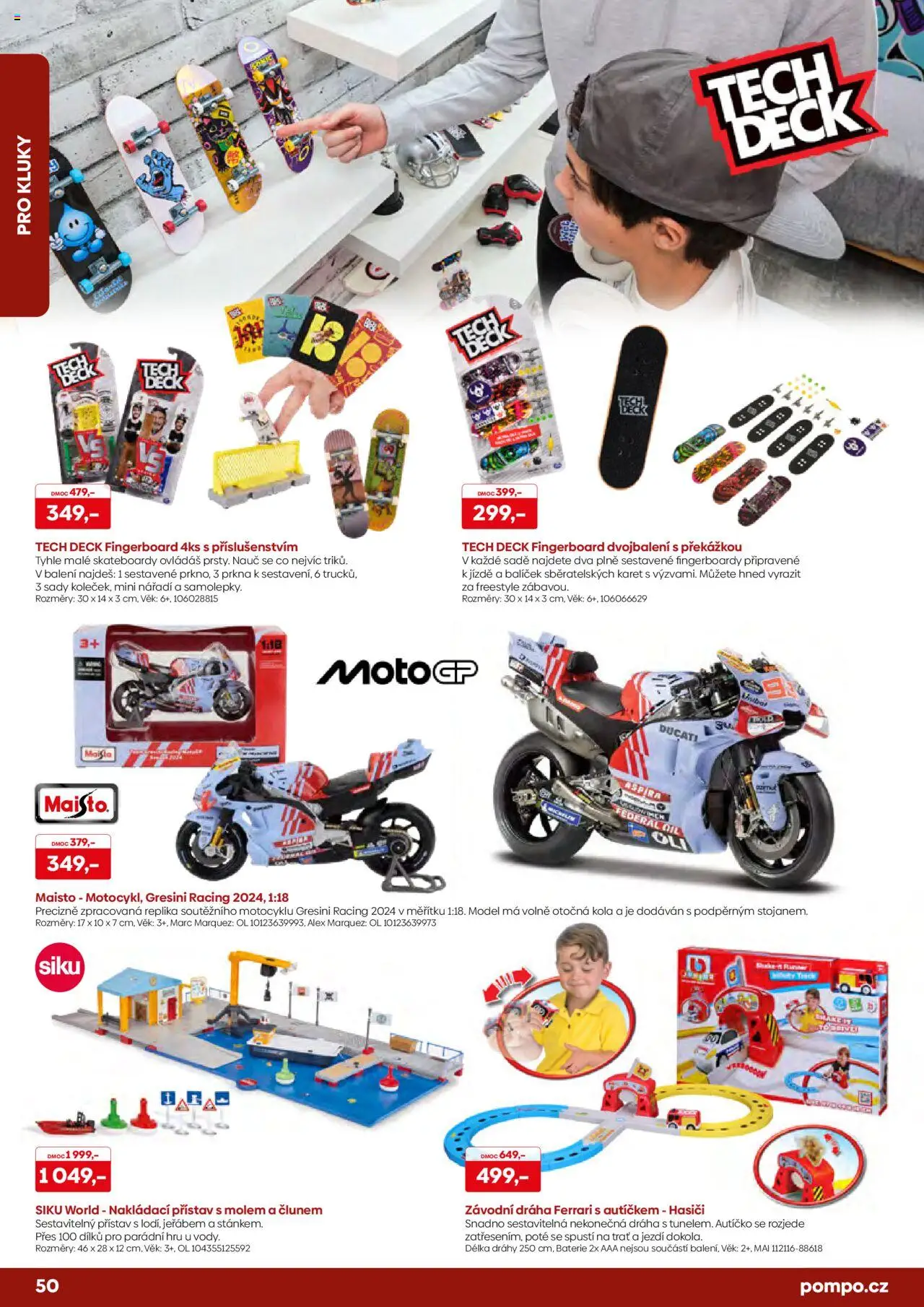 POMPO katalog Vánoce 2025 od 16.10.2025 | Strana: 50 | Produkty: Fingerboard, Nářadí, Baterie, Kola