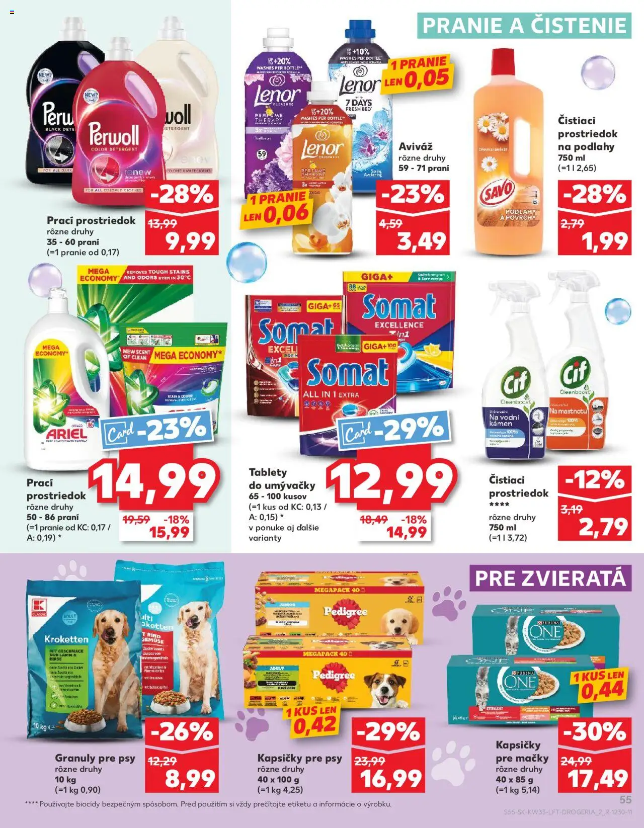 Kaufland Nové Zámky │ platný od 14.08.2025 | Strana: 55 | Produkty: Perwoll, Aviváž, Čistiaci prostriedok, Cif