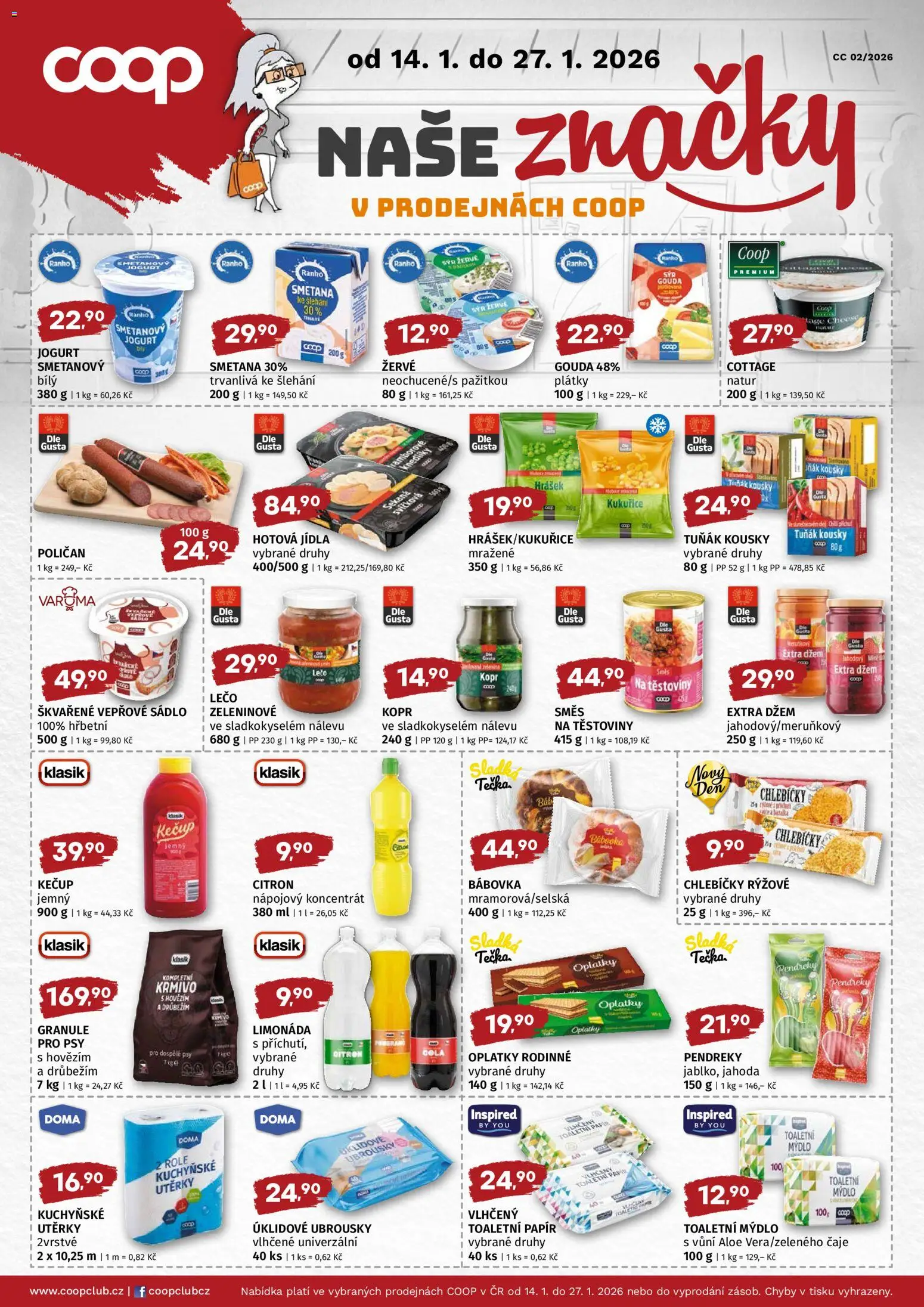 Coop leták - Super cena od 14.01.2026 | Strana: 2 | Produkty: Tuňák, Smetanový jogurt, Bábovka, Ubrousky