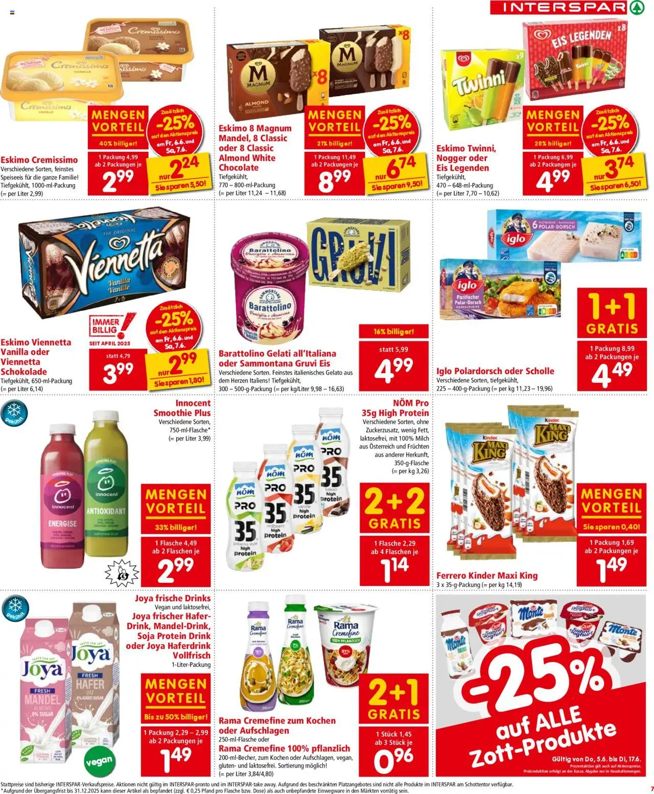 Interspar Flugblatt - Kärnten gültig ab 05.06.2025 | Seite: 7 | Produkte: Eis, Milch, Schokolade
