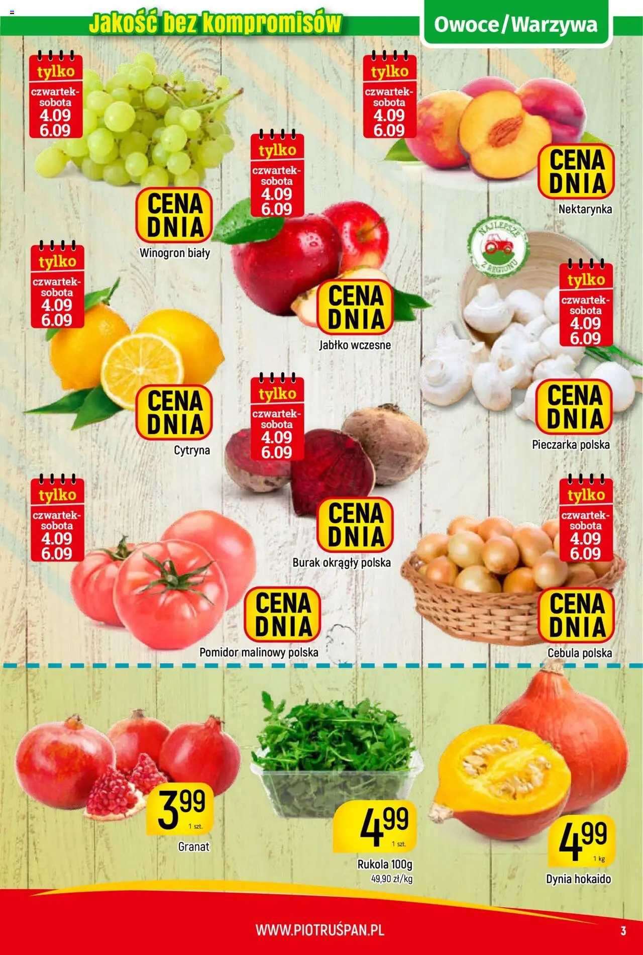 Piotruś Pan Gazetka od 28.08.2025 | Strona: 3 | Produkty: Nektarynka, Dynia, Rukola, Owoce