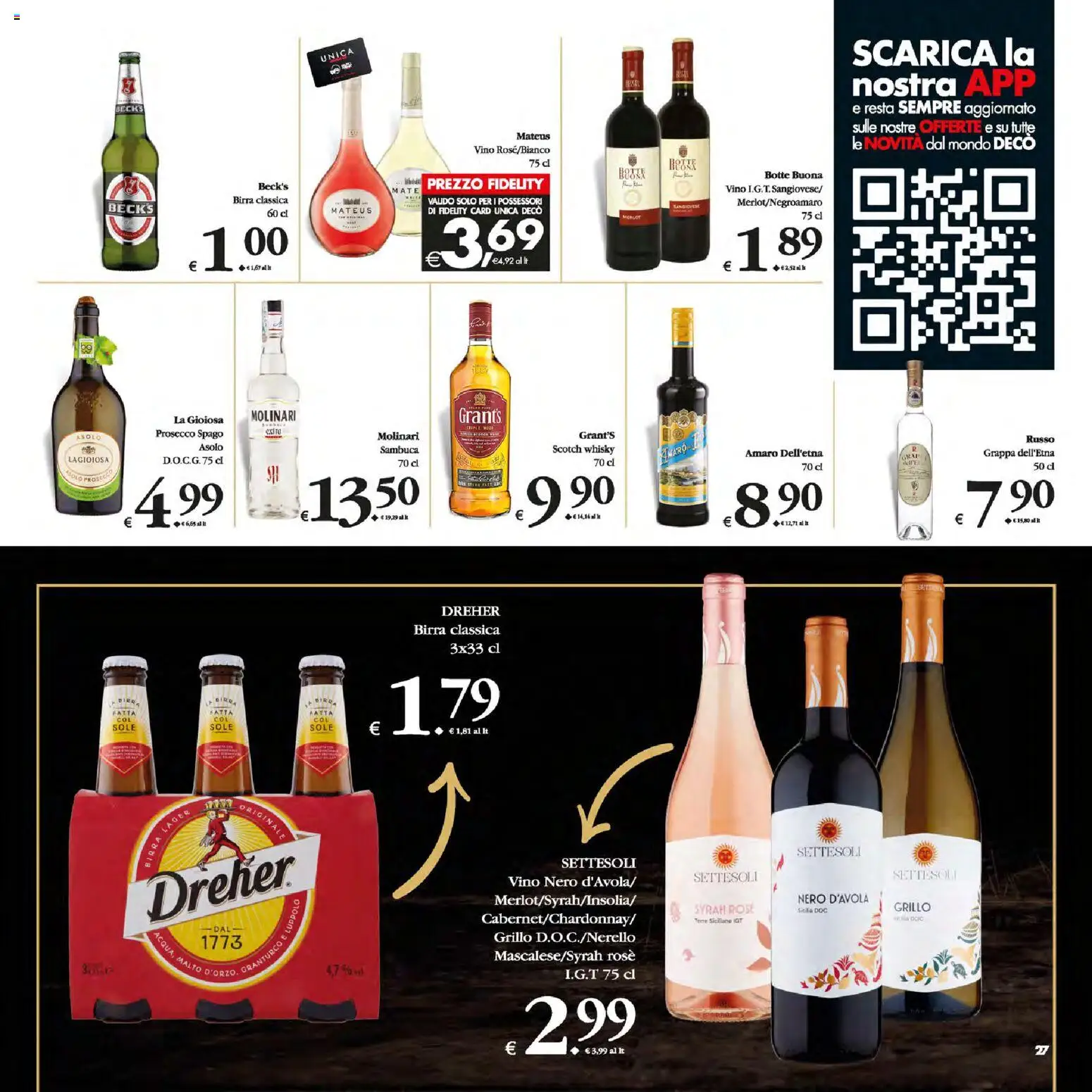 Volantino Decò del 05.01.2026 | Pagina: 27 | Prodotti: Birra, Prosecco, Whisky, Acqua
