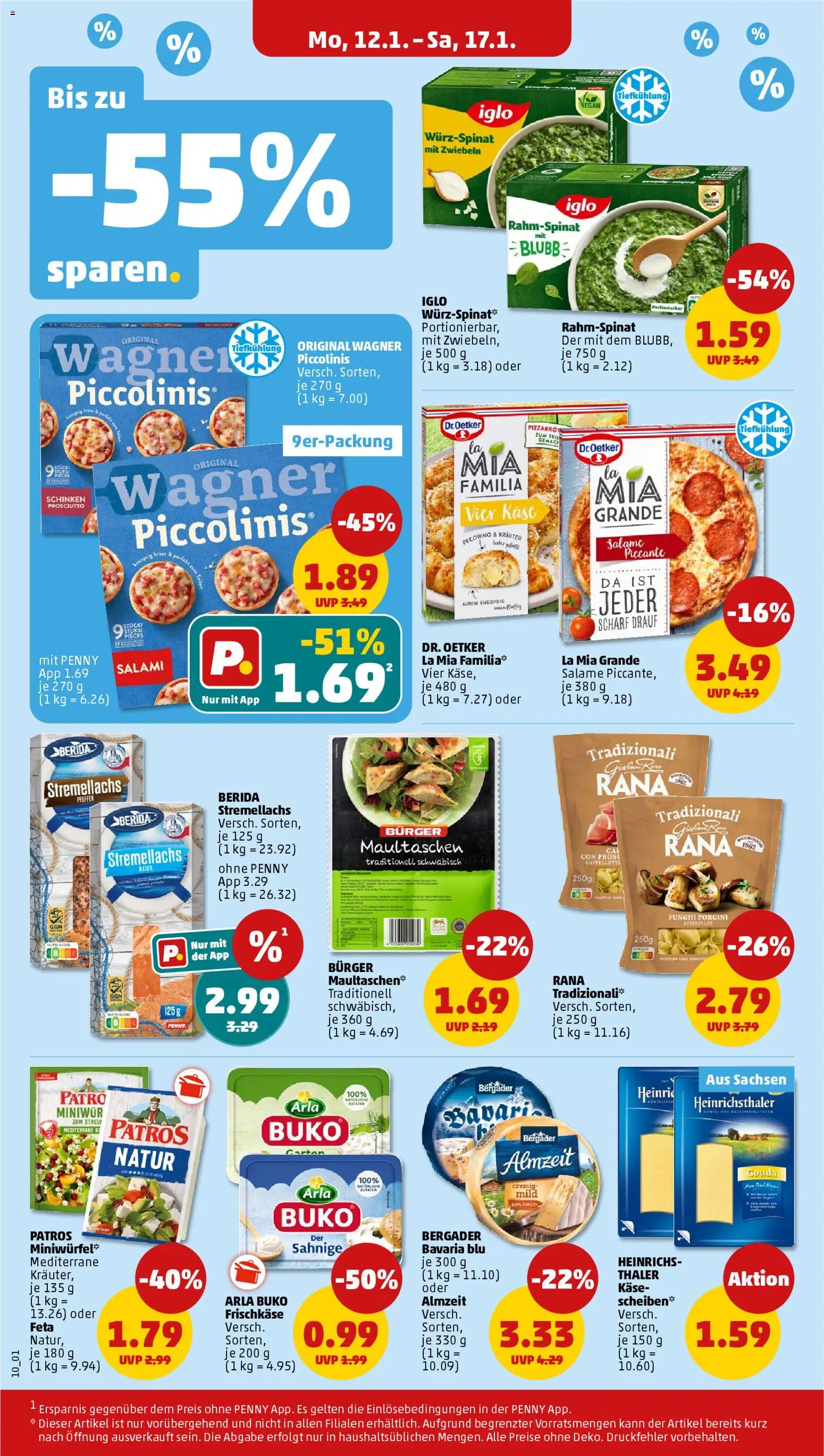 Penny Prospekt 	 – gültig ab 12.01.2026 | Seite: 12 | Produkte: Patros, Arla buko, Piccolinis, Maultaschen