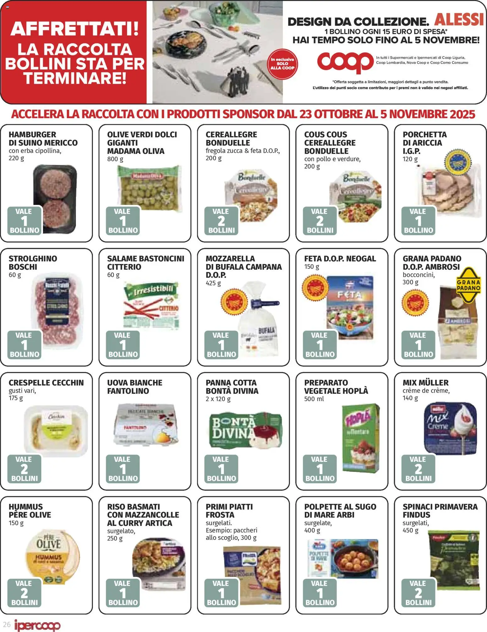 Volantino Ipercoop del 23.10.2025 | Pagina: 26 | Prodotti: Salame, Pollo, Panna, Paccheri