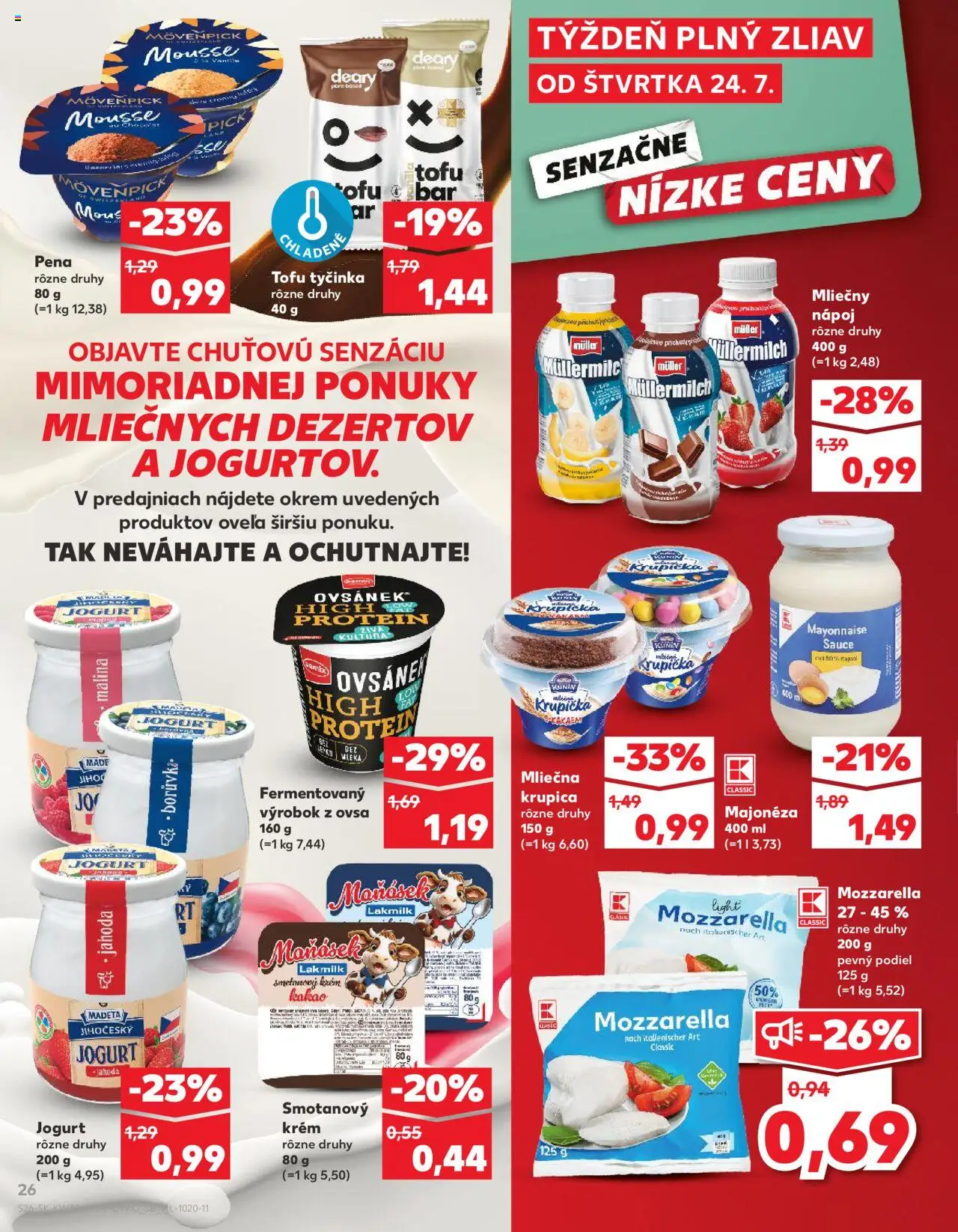 Kaufland Žilina │ platný od 24.07.2025 | Strana: 26 | Produkty: Jogurt, Protein, Krém, Krupica